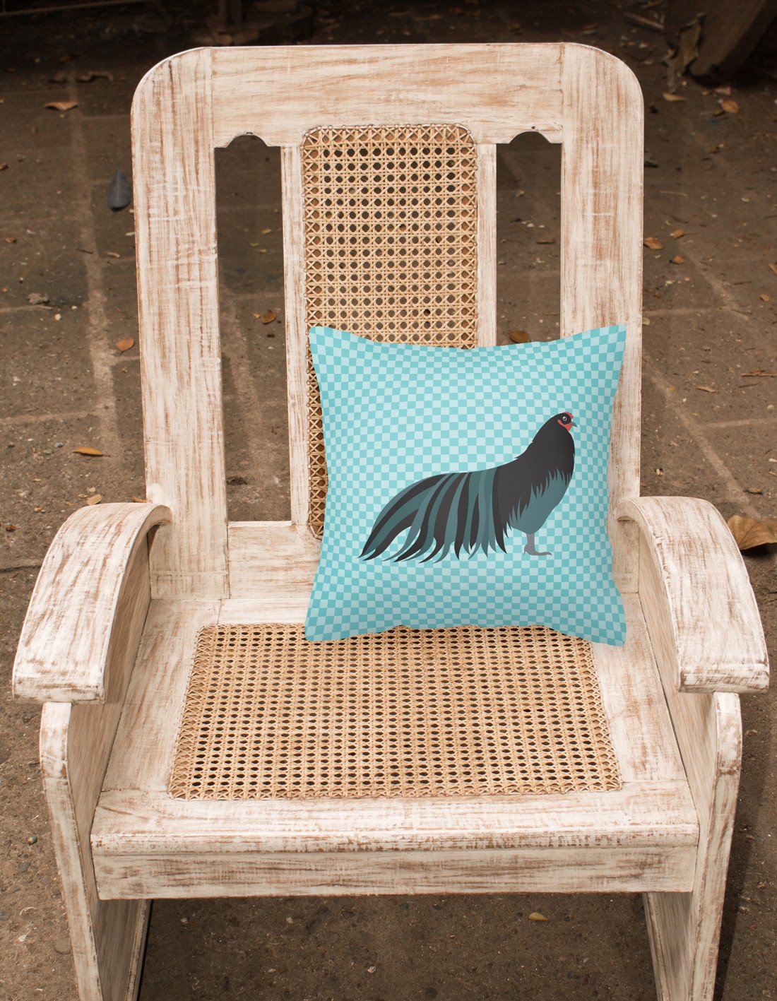 Sumatra Chicken Blue Check Fabric Decorative Pillow BB8007PW1818 by Caroline's Treasures
