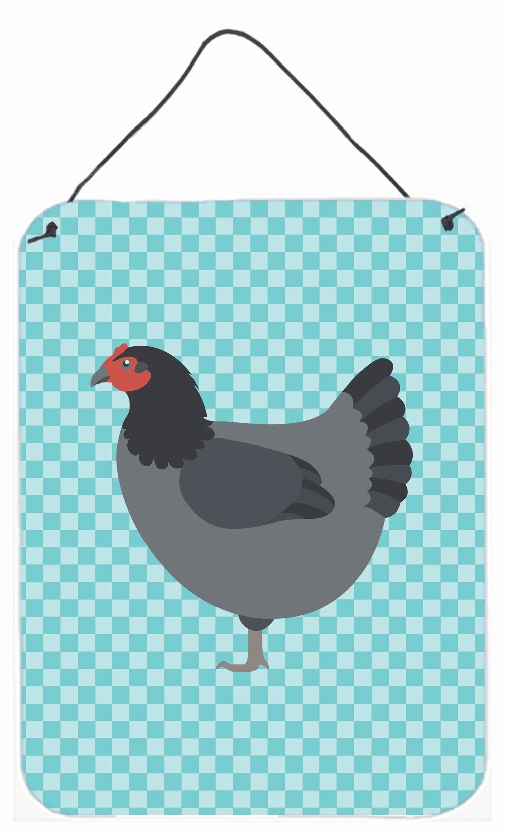 Jersey Giant Chicken Blue Check Wall or Door Hanging Prints BB8009DS1216 by Caroline's Treasures