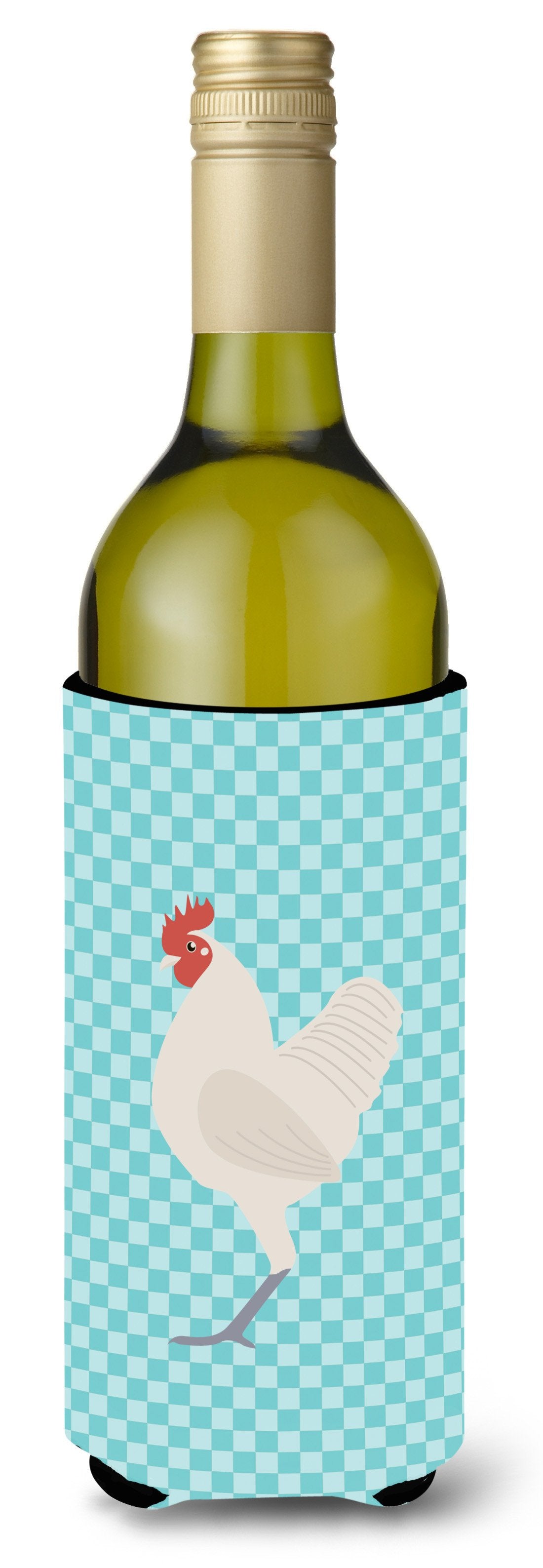 German Langshan Chicken Blue Check Wine Bottle Beverge Insulator Hugger BB8011LITERK by Caroline's Treasures