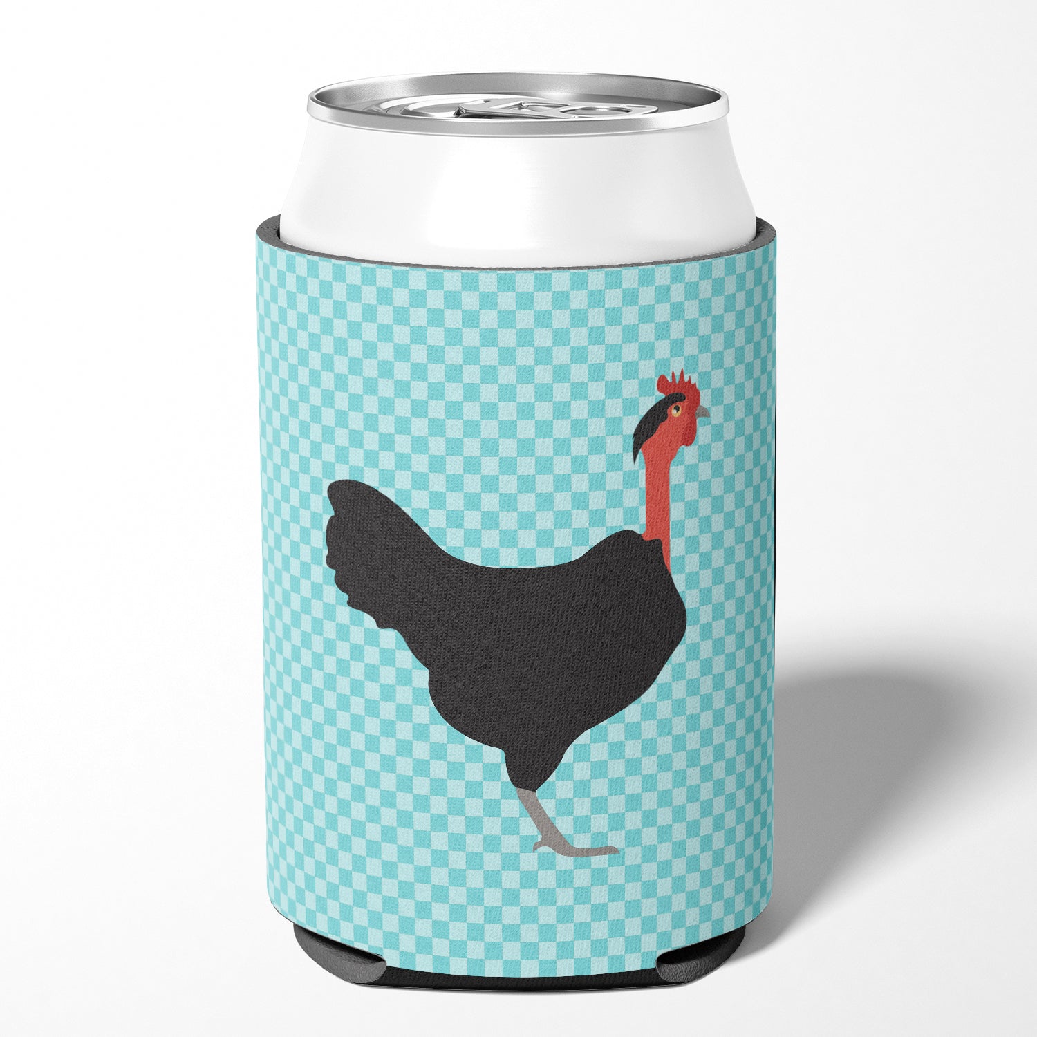 Naked Neck Chicken Blue Check Can or Bottle Hugger BB8013CC