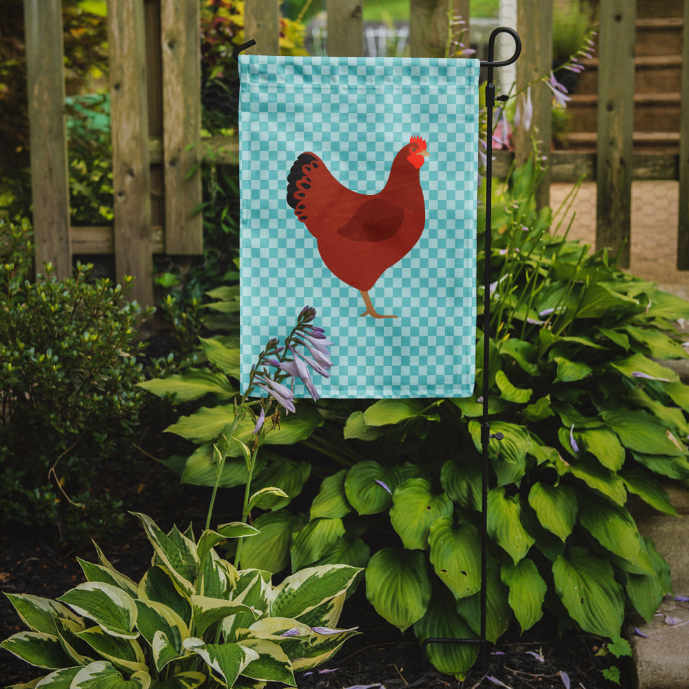 New Hampshire Red Chicken Blue Check Flag Garden Size