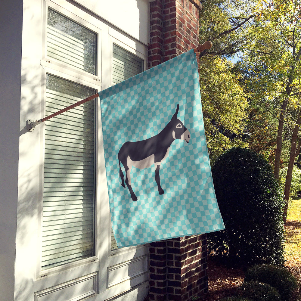 American Mammoth Jack Donkey Blue Check Flag Canvas House Size BB8018CHF