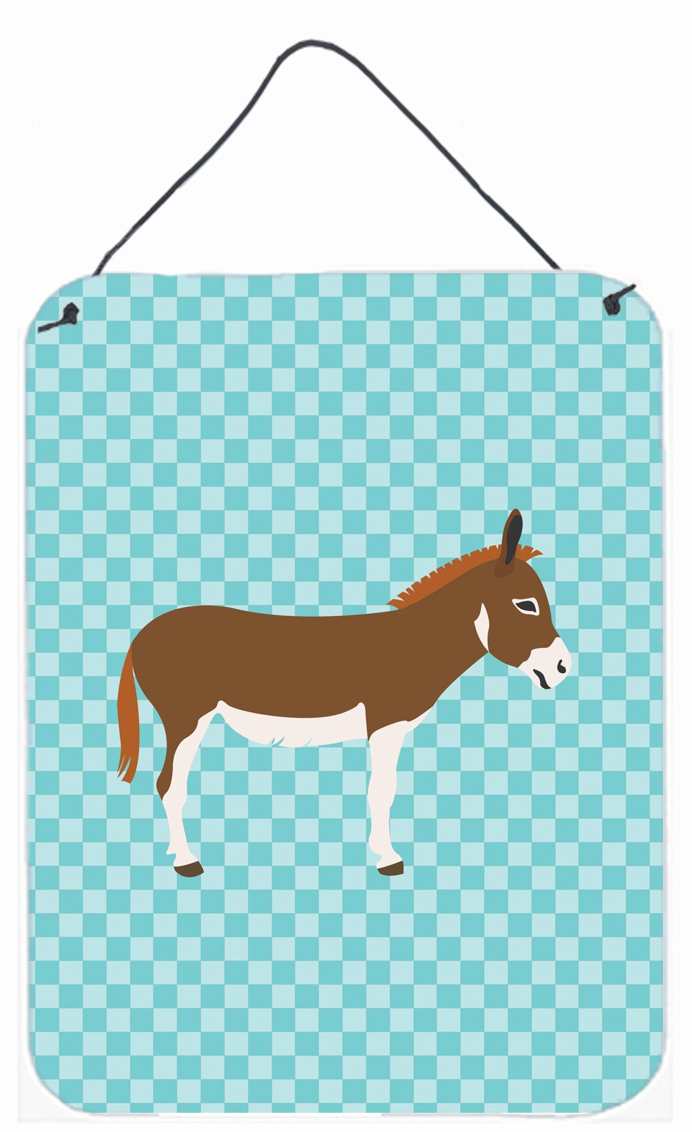 Miniature Mediterranian Donkey Blue Check Wall or Door Hanging Prints BB8021DS1216 by Caroline's Treasures