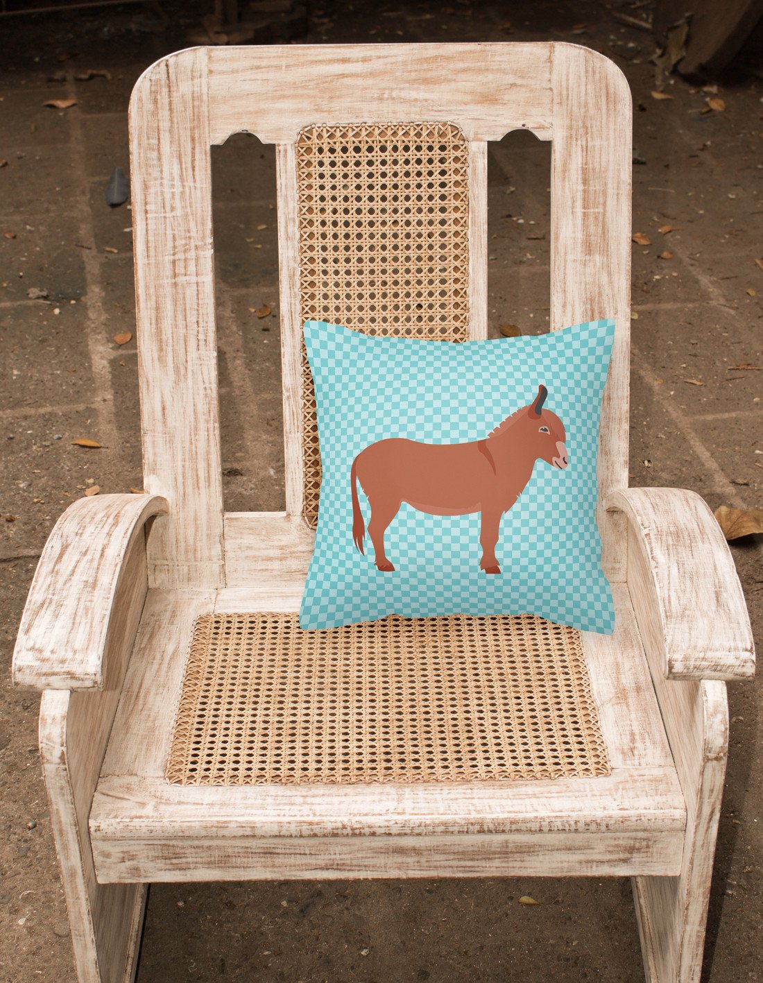 Irish Donkey Blue Check Fabric Decorative Pillow BB8022PW1818 by Caroline's Treasures