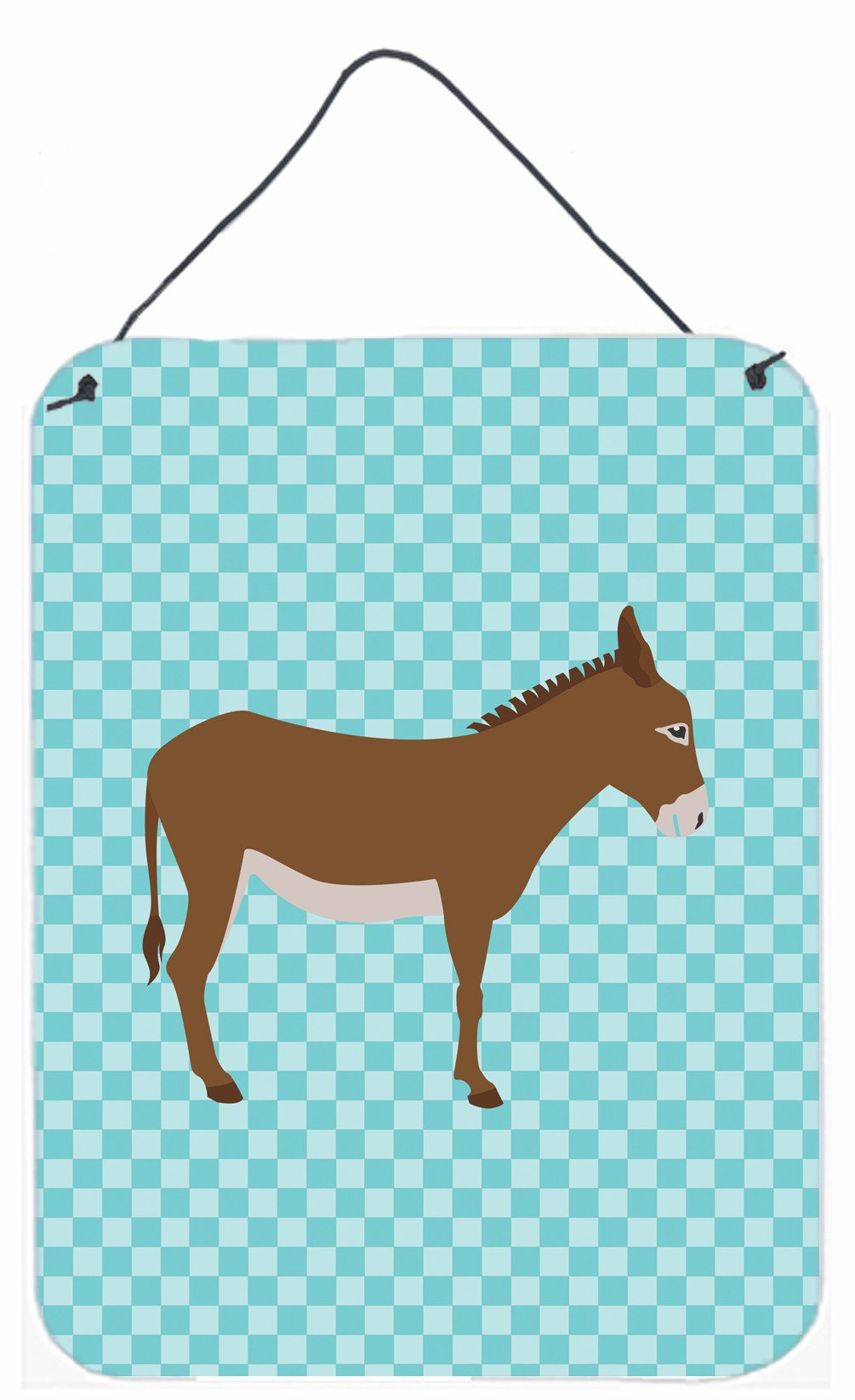 Cotentin Donkey Blue Check Wall or Door Hanging Prints BB8023DS1216 by Caroline's Treasures
