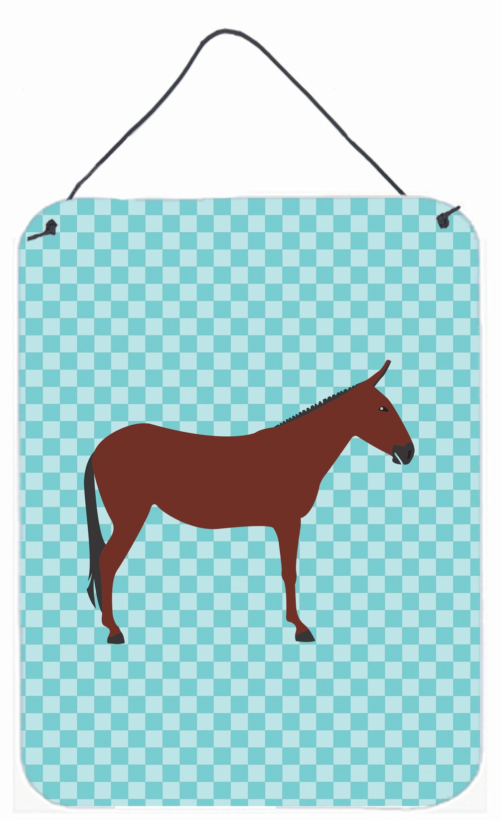 Hinny Horse Donkey Blue Check Wall or Door Hanging Prints BB8024DS1216 by Caroline's Treasures