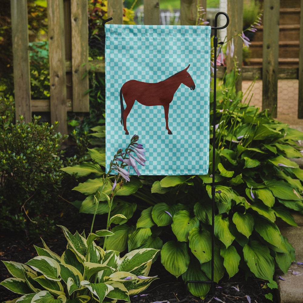 Hinny Horse Donkey Blue Check Flag Garden Size