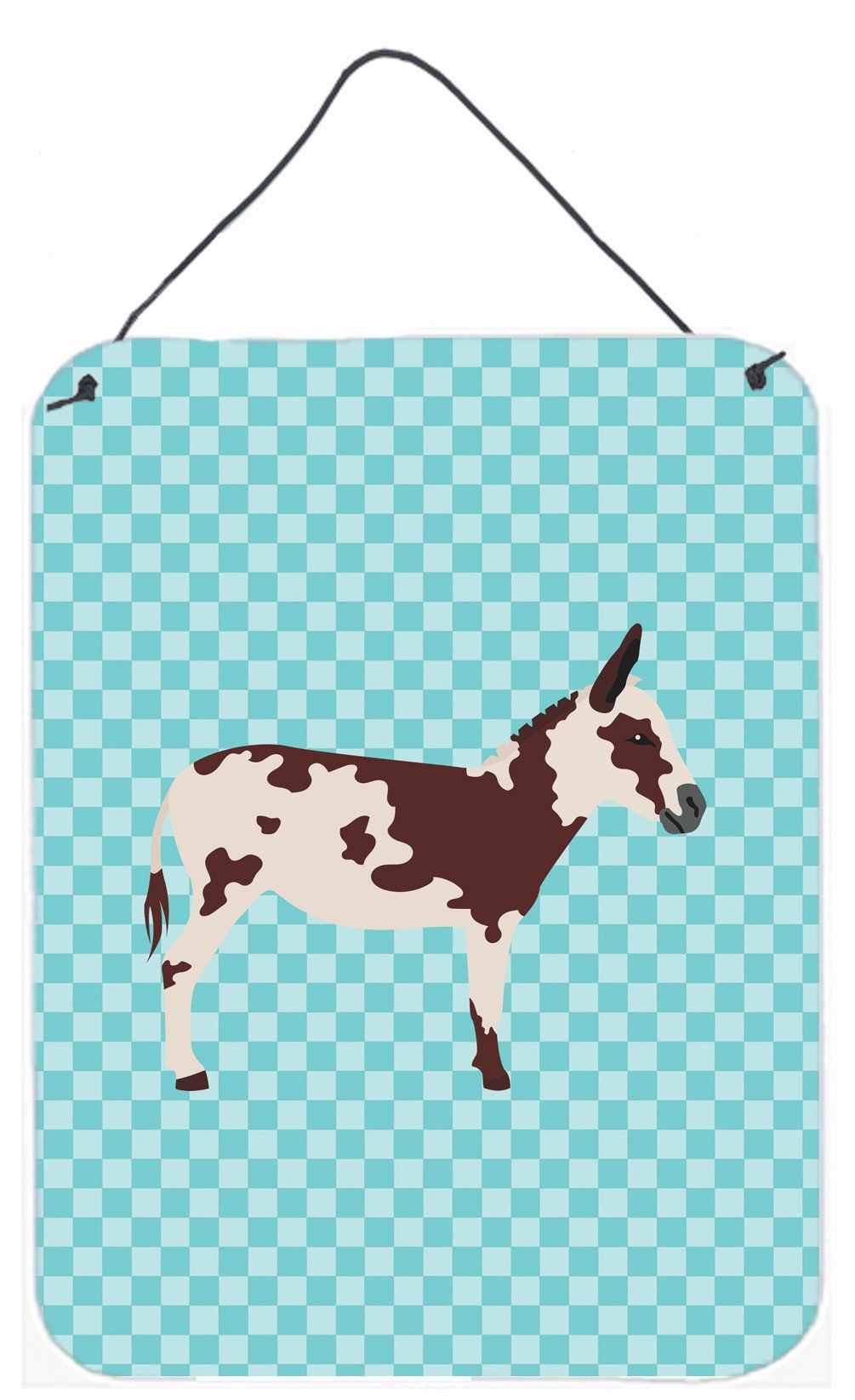 American Spotted Donkey Blue Check Wall or Door Hanging Prints BB8025DS1216 by Caroline's Treasures