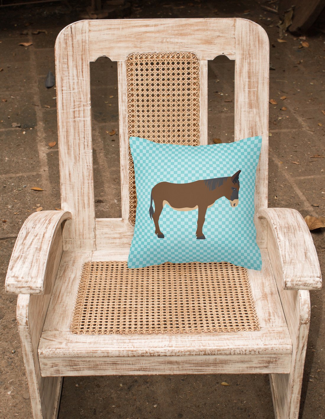 Zamorano-Leones Donkey Blue Check Fabric Decorative Pillow BB8027PW1818 by Caroline's Treasures