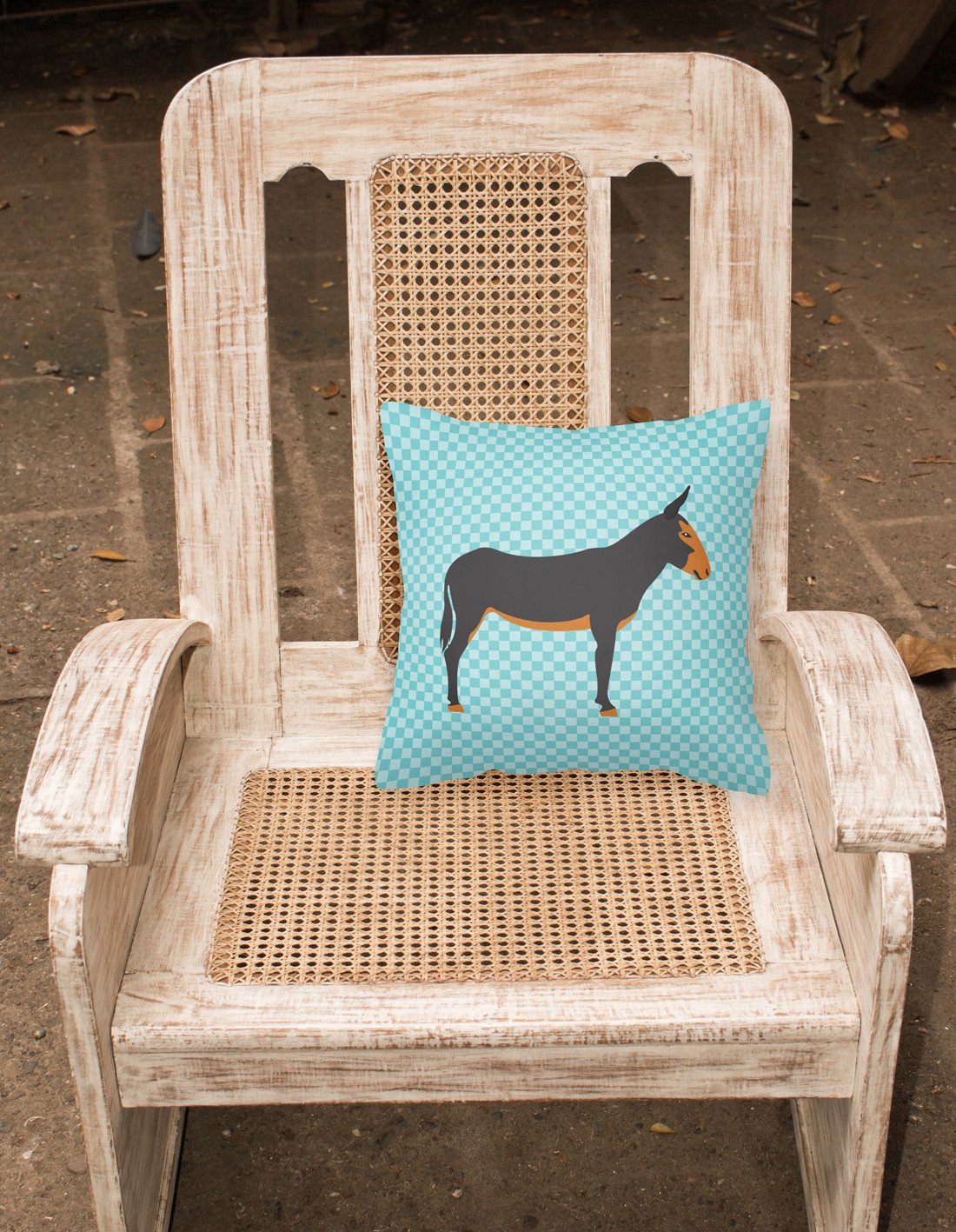 Catalan Donkey Blue Check Fabric Decorative Pillow BB8029PW1818 by Caroline's Treasures