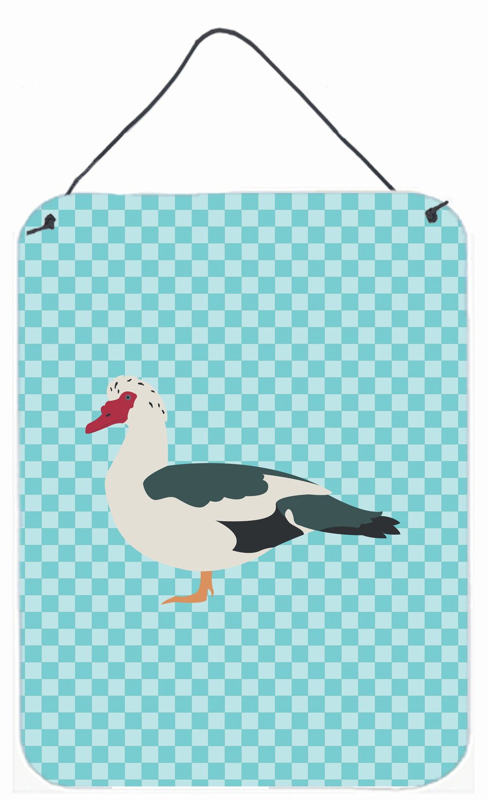 Muscovy Duck Blue Check Wall or Door Hanging Prints BB8038DS1216 by Caroline's Treasures