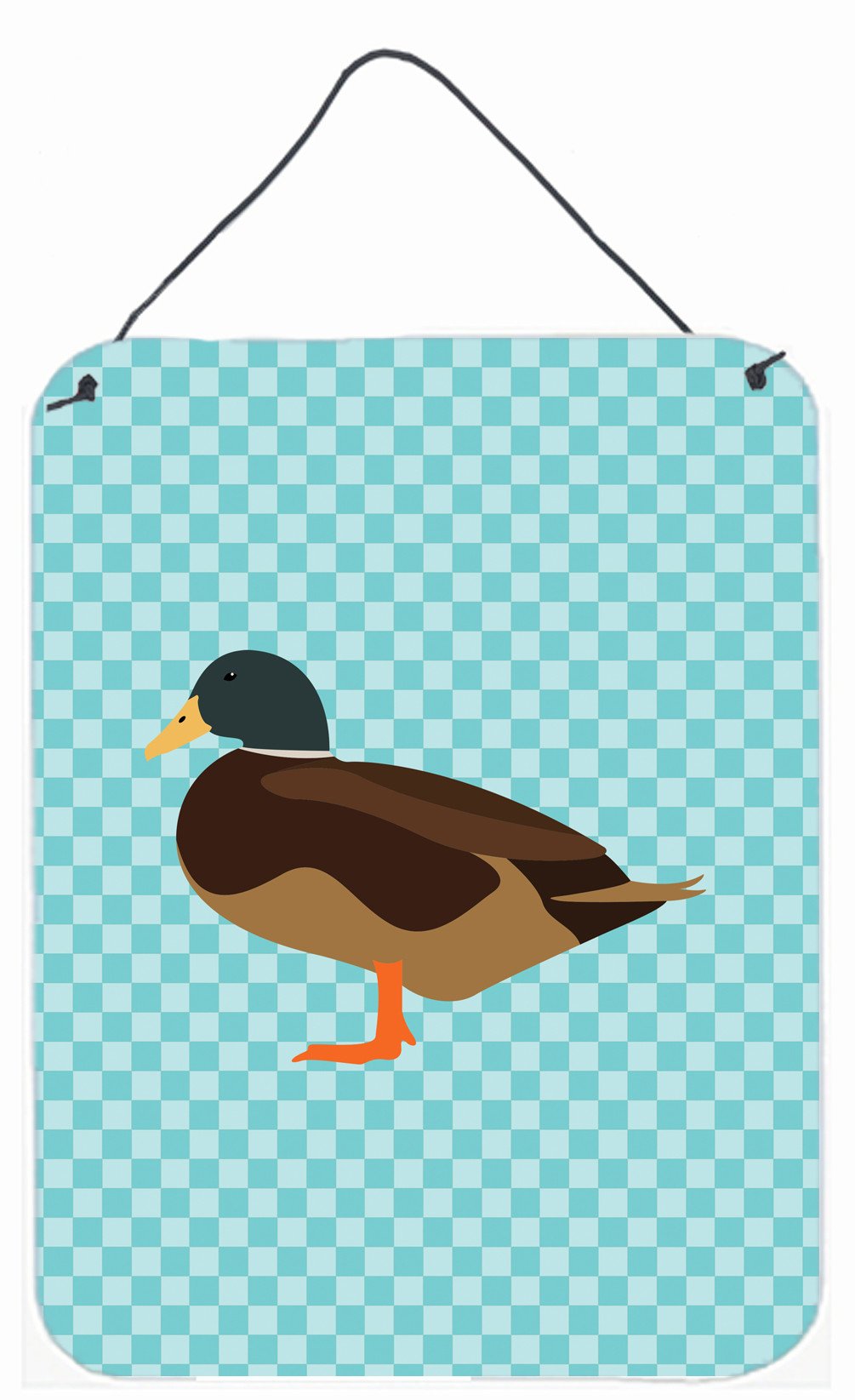 Silver Bantam Duck Blue Check Wall or Door Hanging Prints BB8041DS1216 by Caroline's Treasures