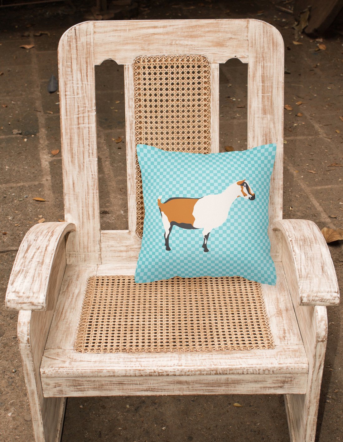 Alpine Goat Blue Check Fabric Decorative Pillow BB8054PW1818 by Caroline's Treasures