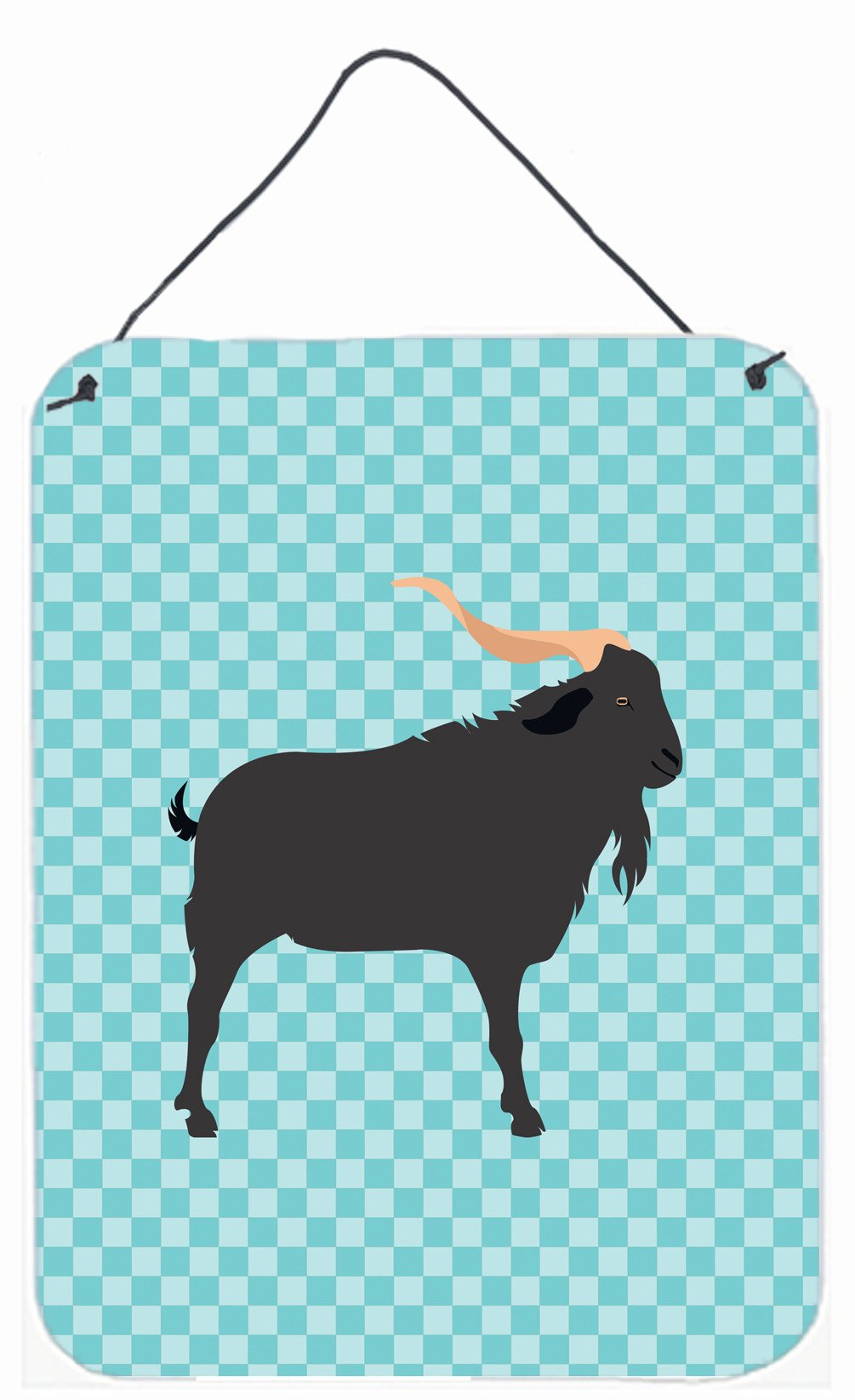 Verata Goat Blue Check Wall or Door Hanging Prints BB8056DS1216 by Caroline's Treasures