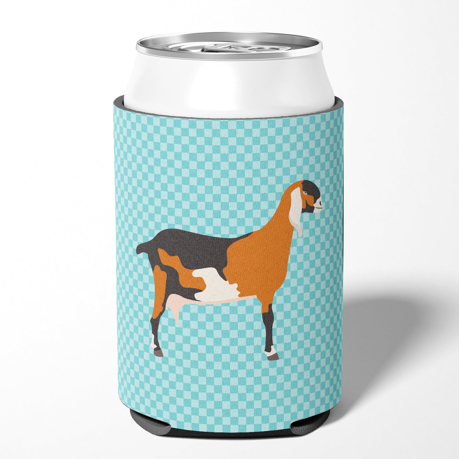 Anglo-nubian Nubian Goat Blue Check Can or Bottle Hugger BB8057CC