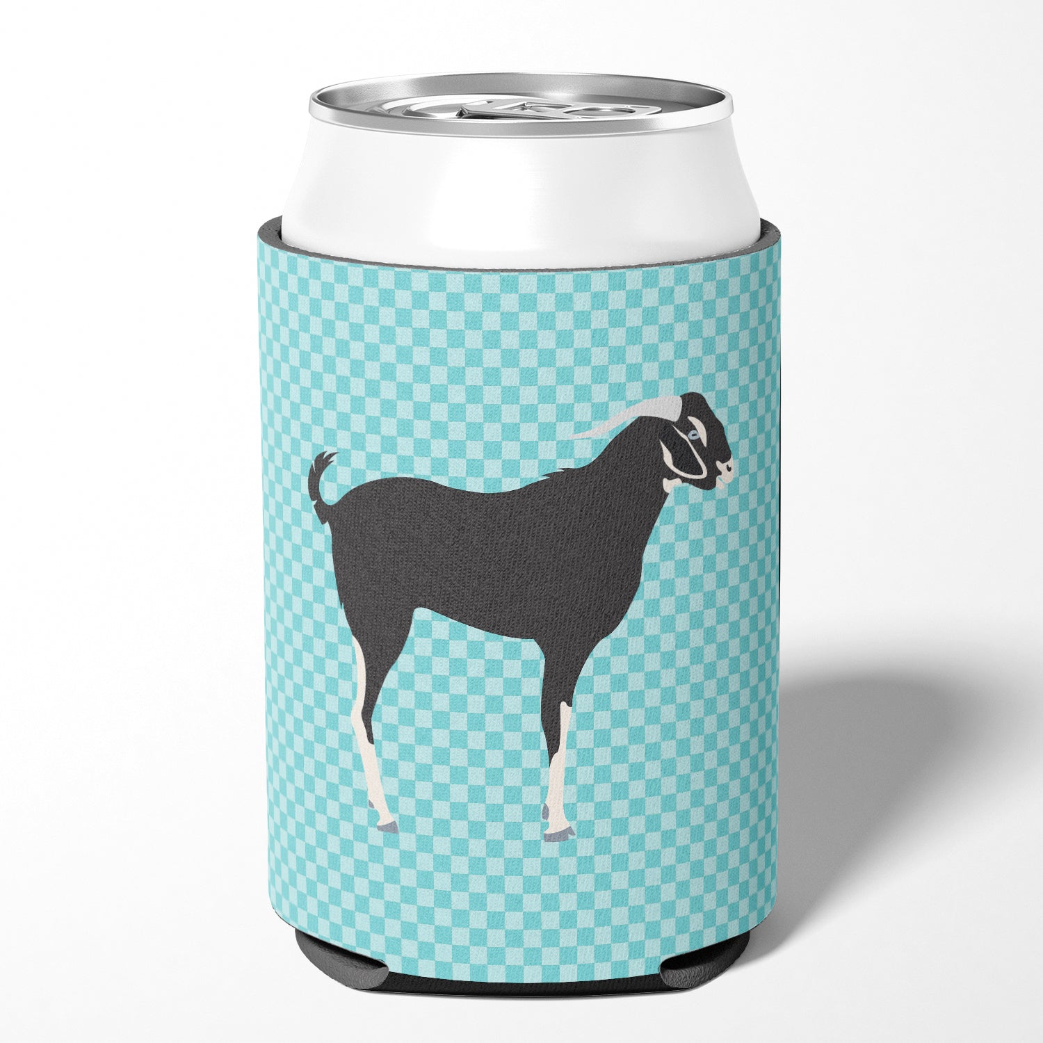Black Bengal Goat Blue Check Can or Bottle Hugger BB8058CC