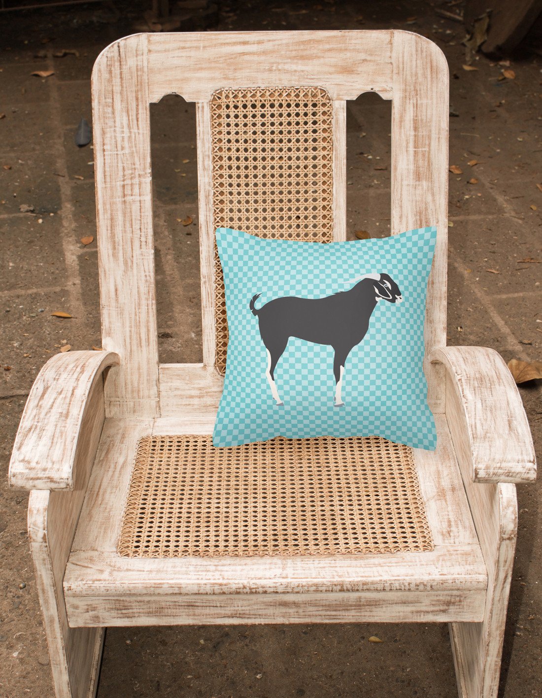 Black Bengal Goat Blue Check Fabric Decorative Pillow BB8058PW1818 by Caroline's Treasures