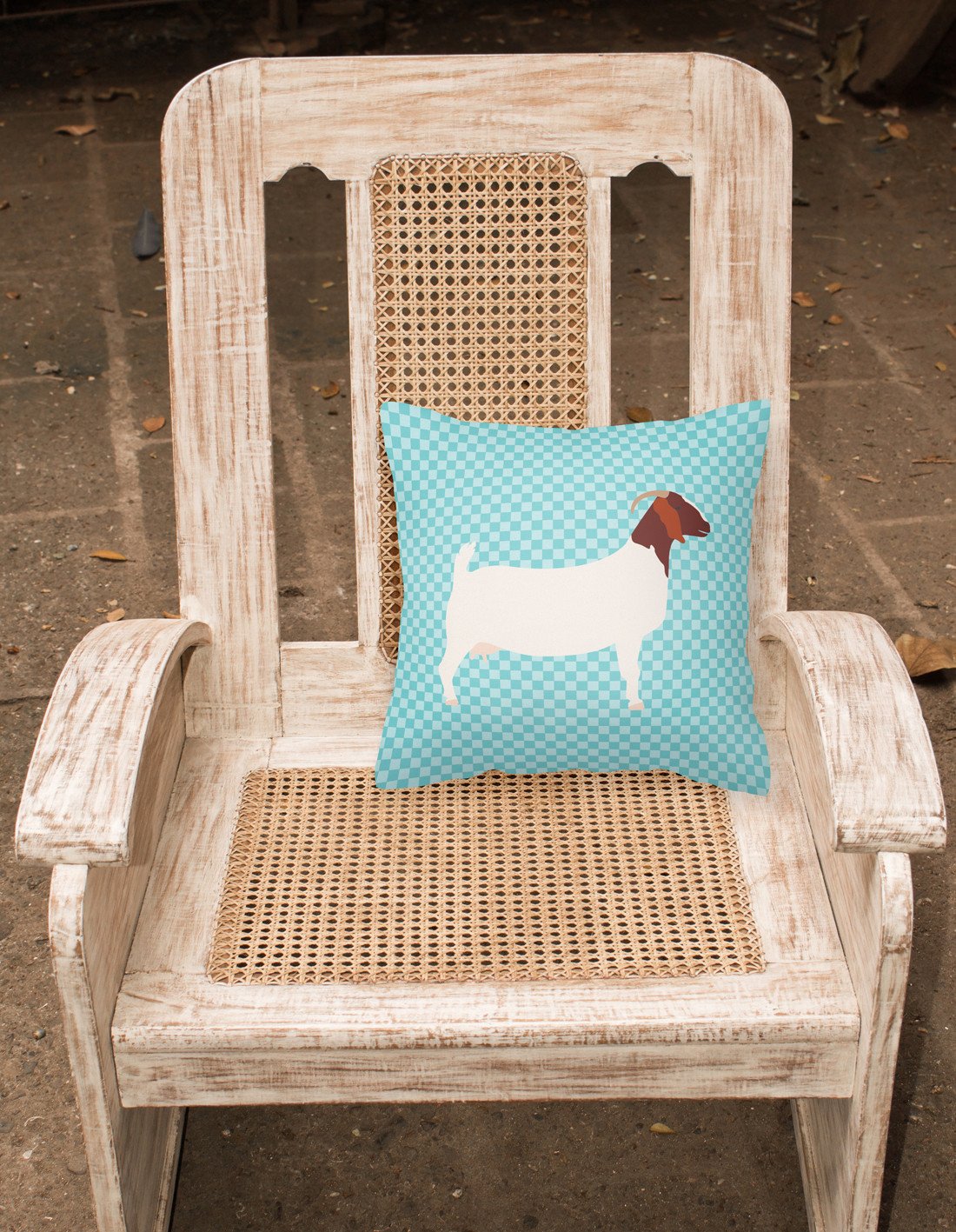 Boer Goat Blue Check Fabric Decorative Pillow BB8060PW1818 by Caroline's Treasures