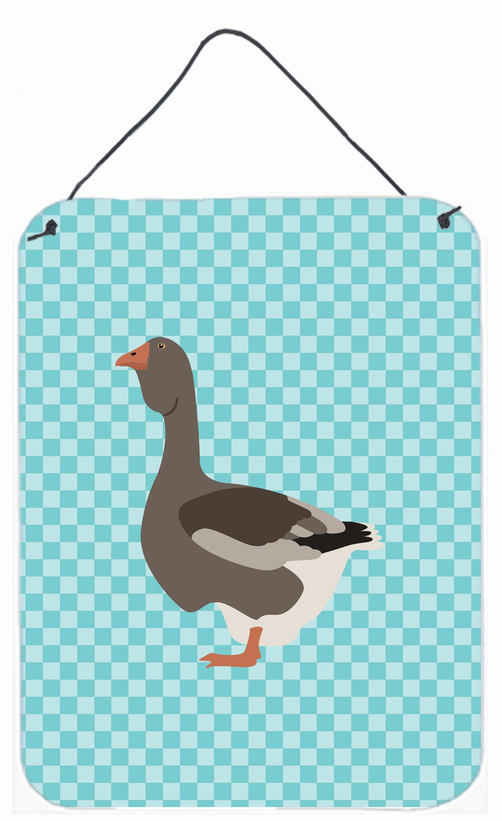 Toulouse Goose Blue Check Wall or Door Hanging Prints BB8071DS1216 by Caroline's Treasures