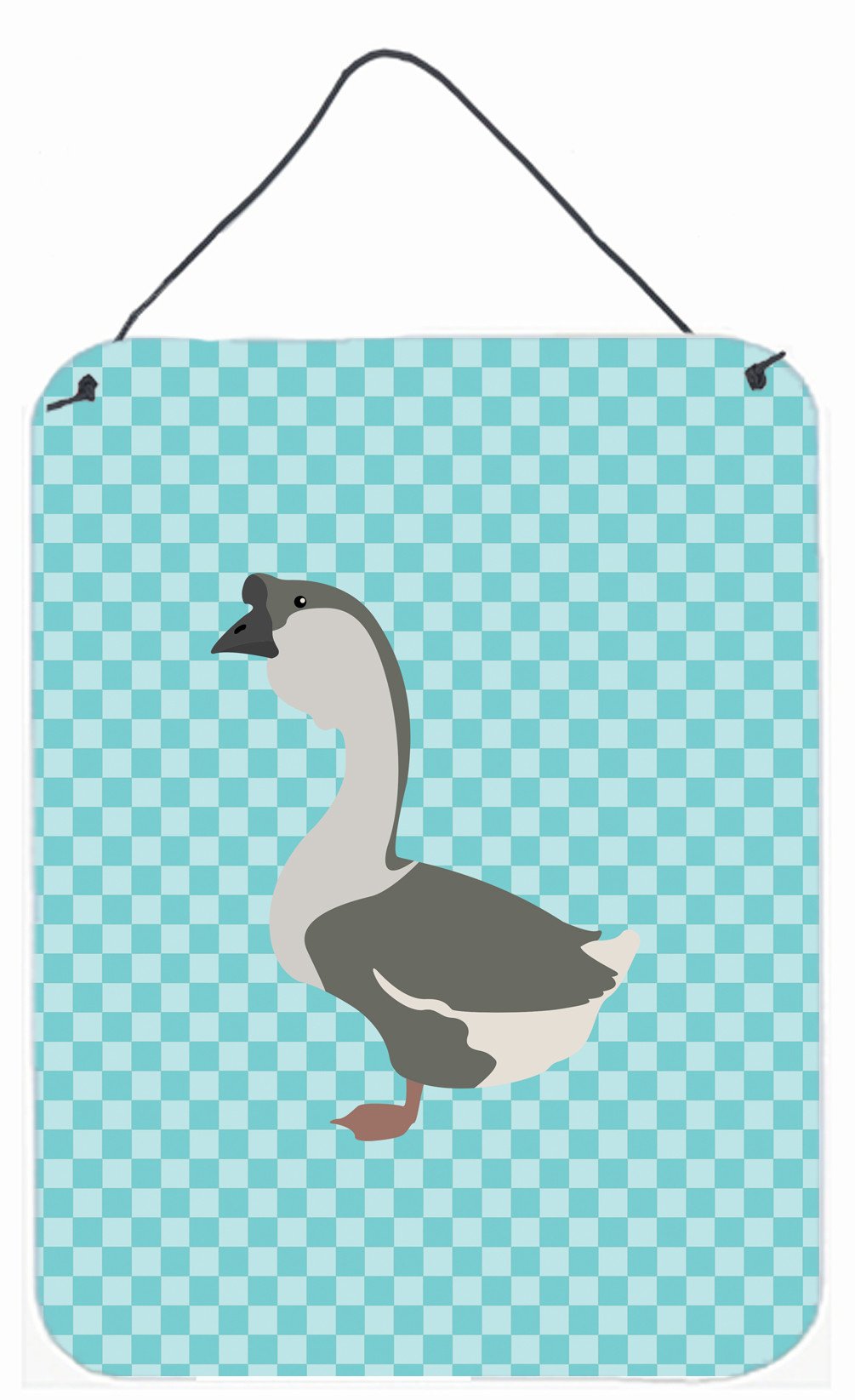 African Goose Blue Check Wall or Door Hanging Prints BB8073DS1216 by Caroline's Treasures