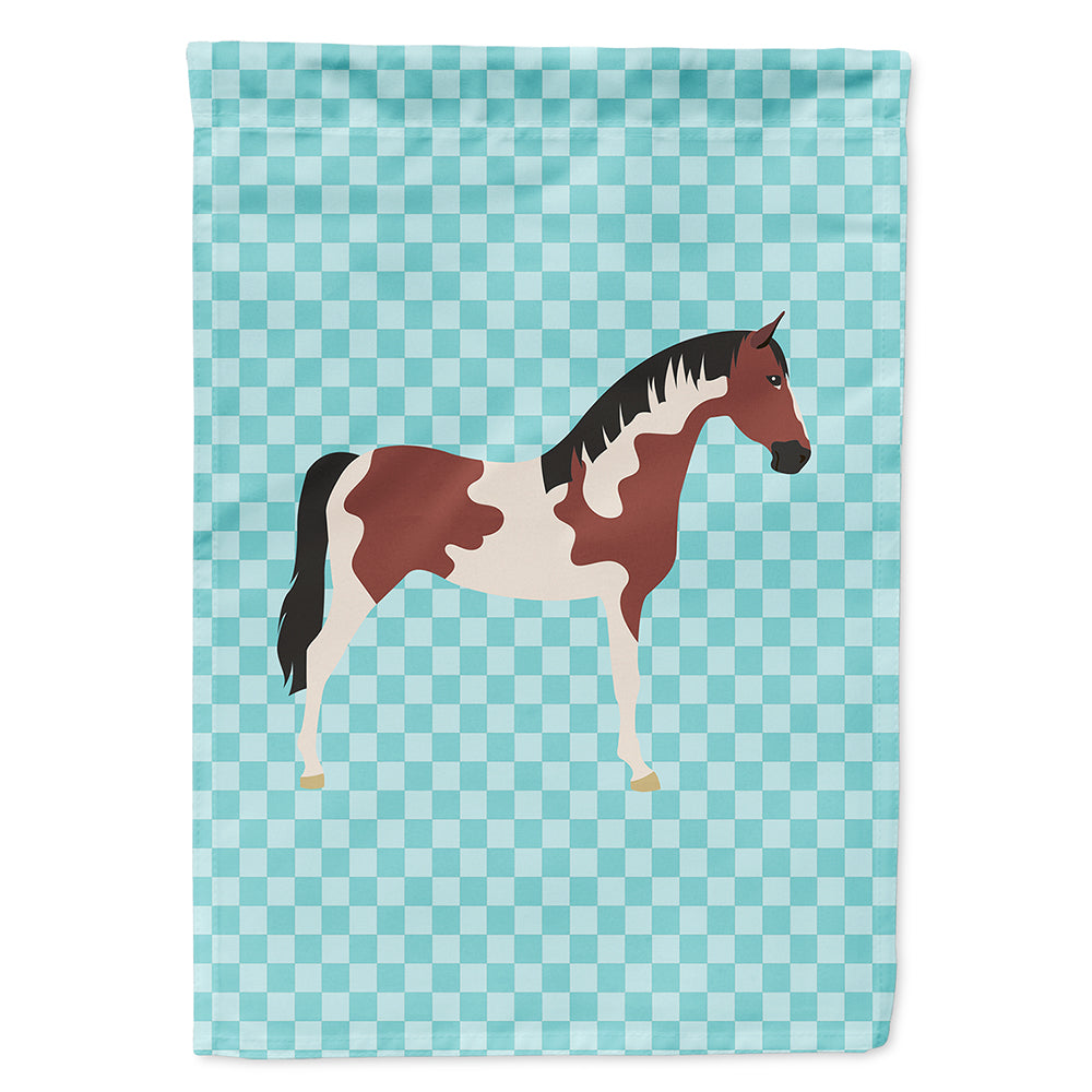 Pinto Horse Blue Check Flag Canvas House Size BB8081CHF