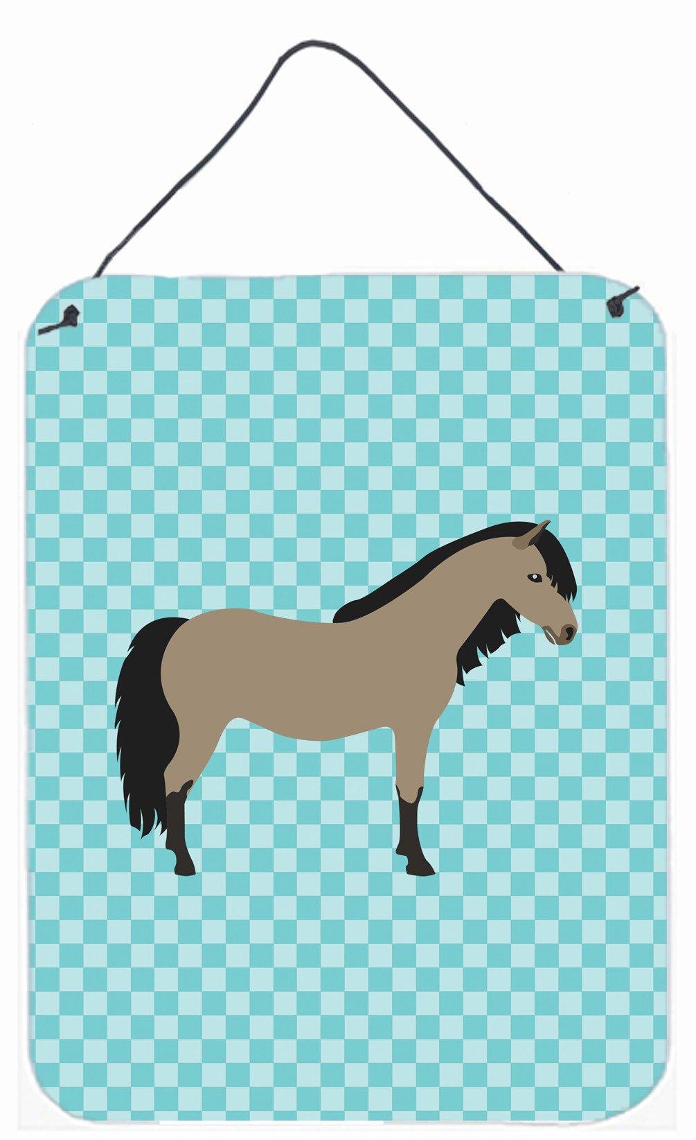 Welsh Pony Horse Blue Check Wall or Door Hanging Prints BB8084DS1216 by Caroline's Treasures