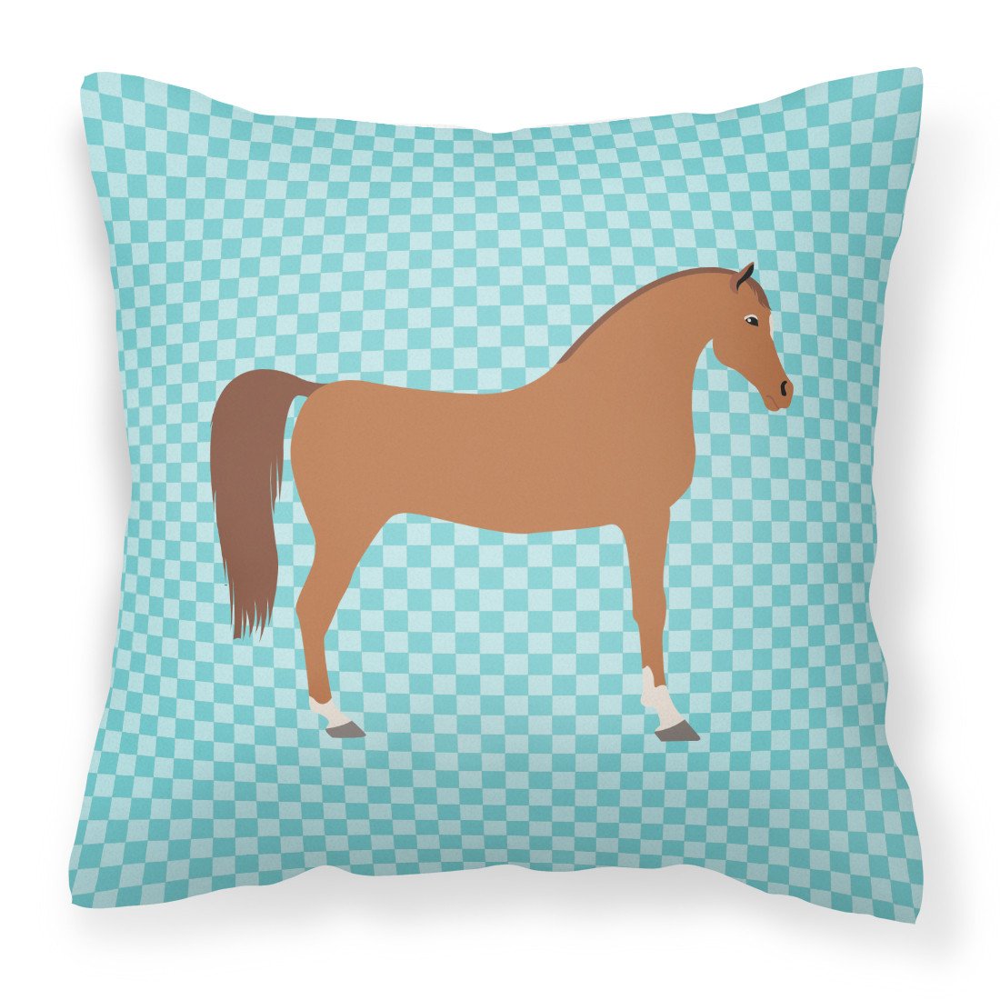 Arabian Horse Blue Check Fabric Decorative Pillow BB8085PW1818 by Caroline's Treasures