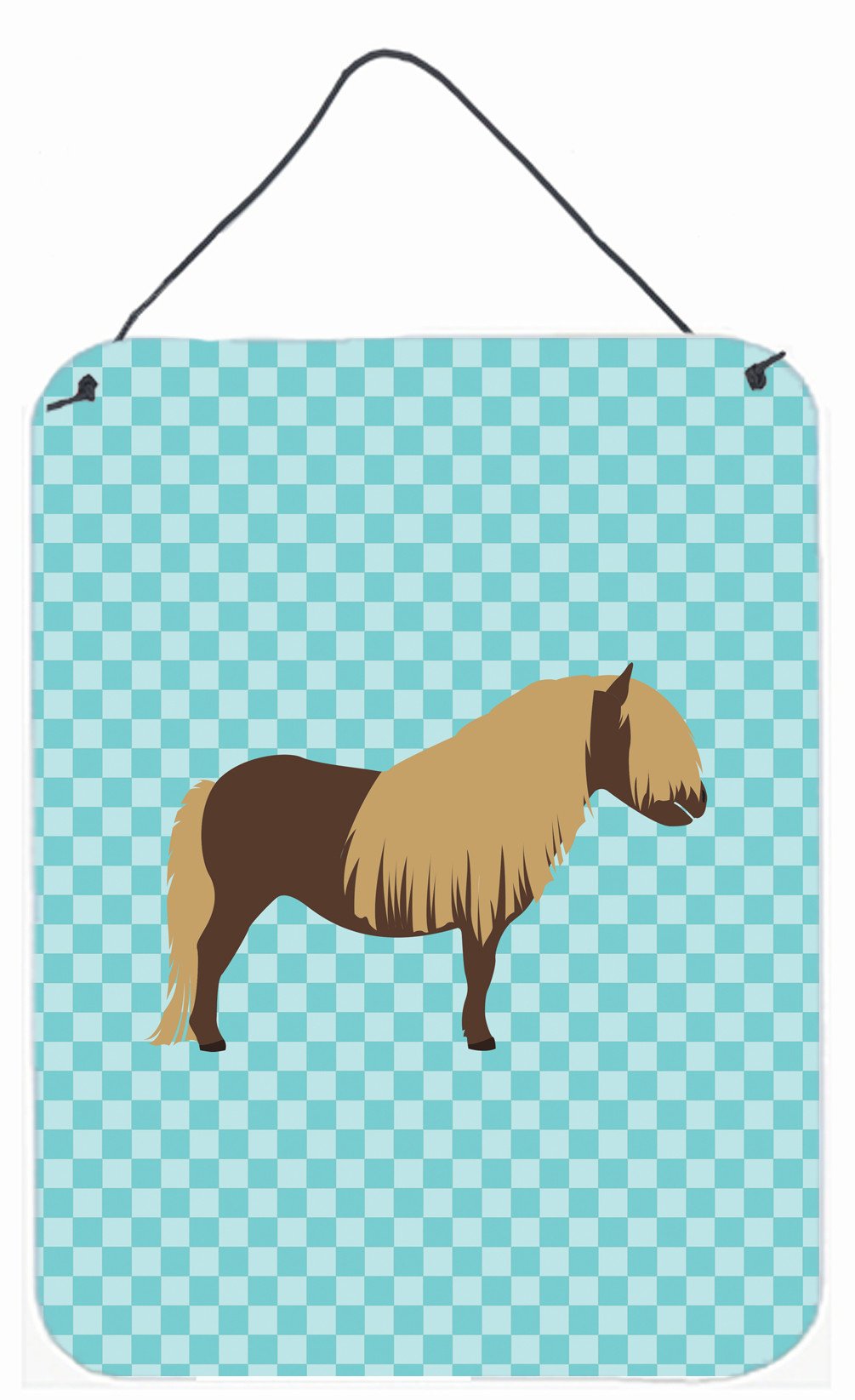 Shetland Pony Horse Blue Check Wall or Door Hanging Prints BB8088DS1216 by Caroline's Treasures