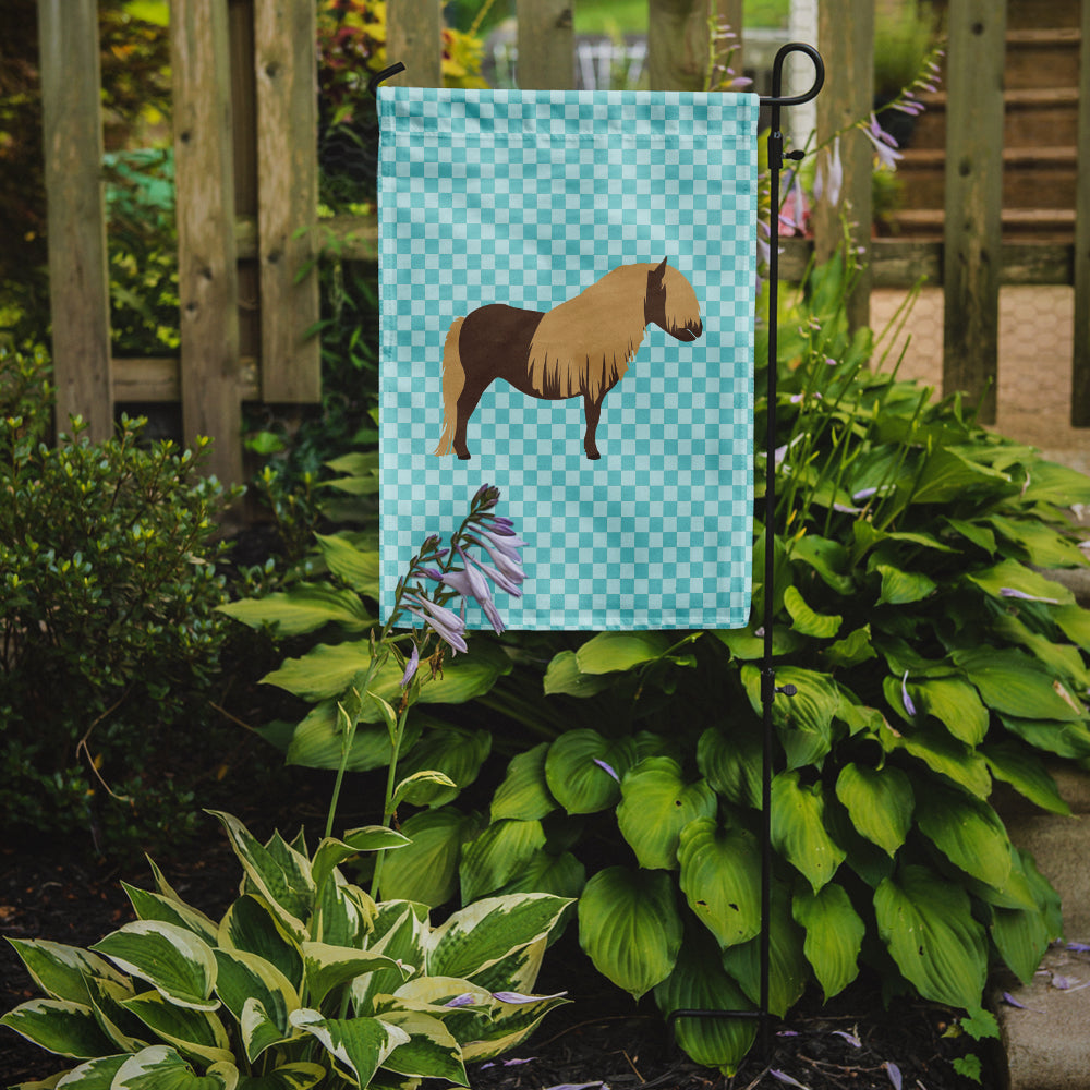 Shetland Pony Horse Blue Check Flag Garden Size