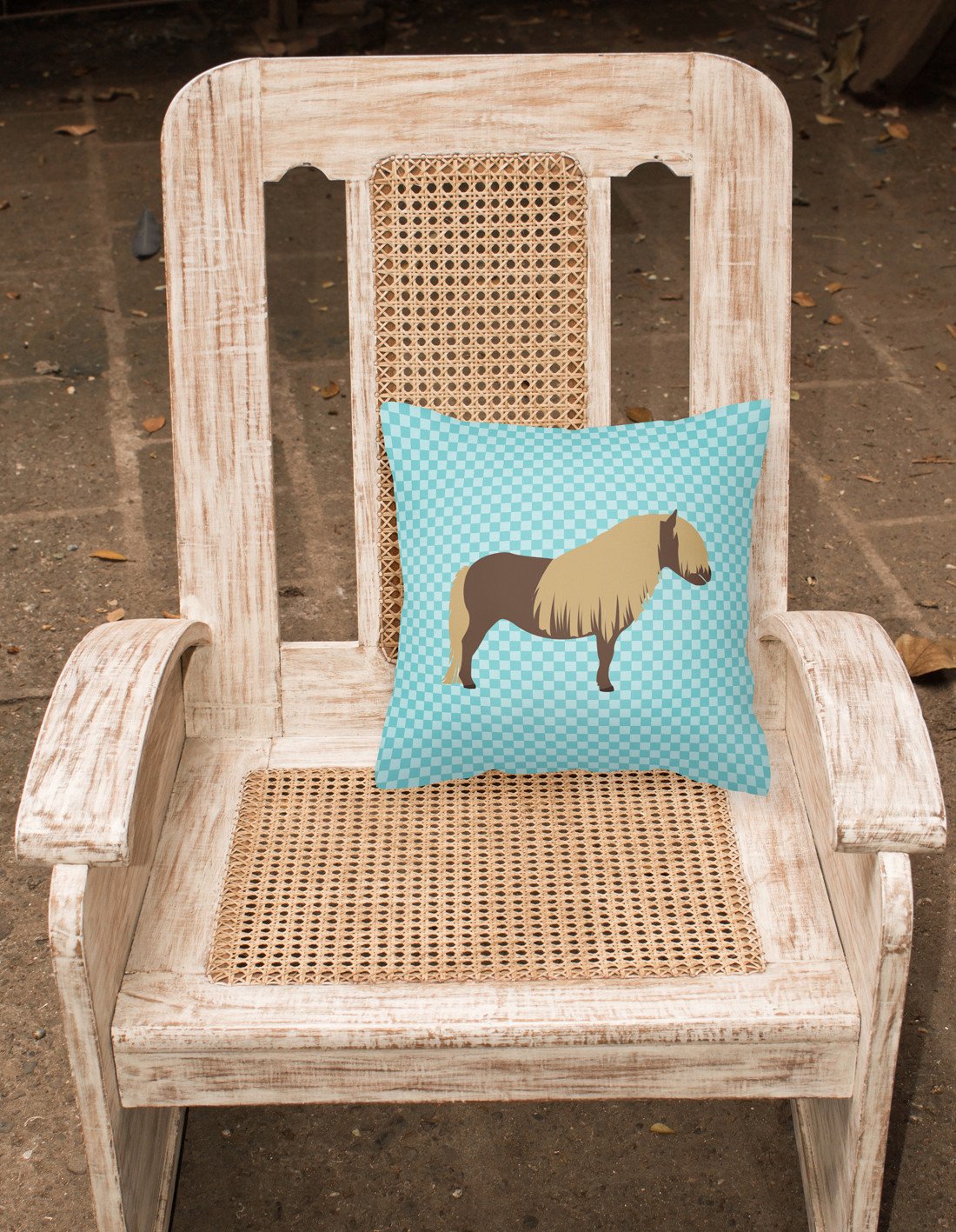 Shetland Pony Horse Blue Check Fabric Decorative Pillow BB8088PW1818 by Caroline's Treasures