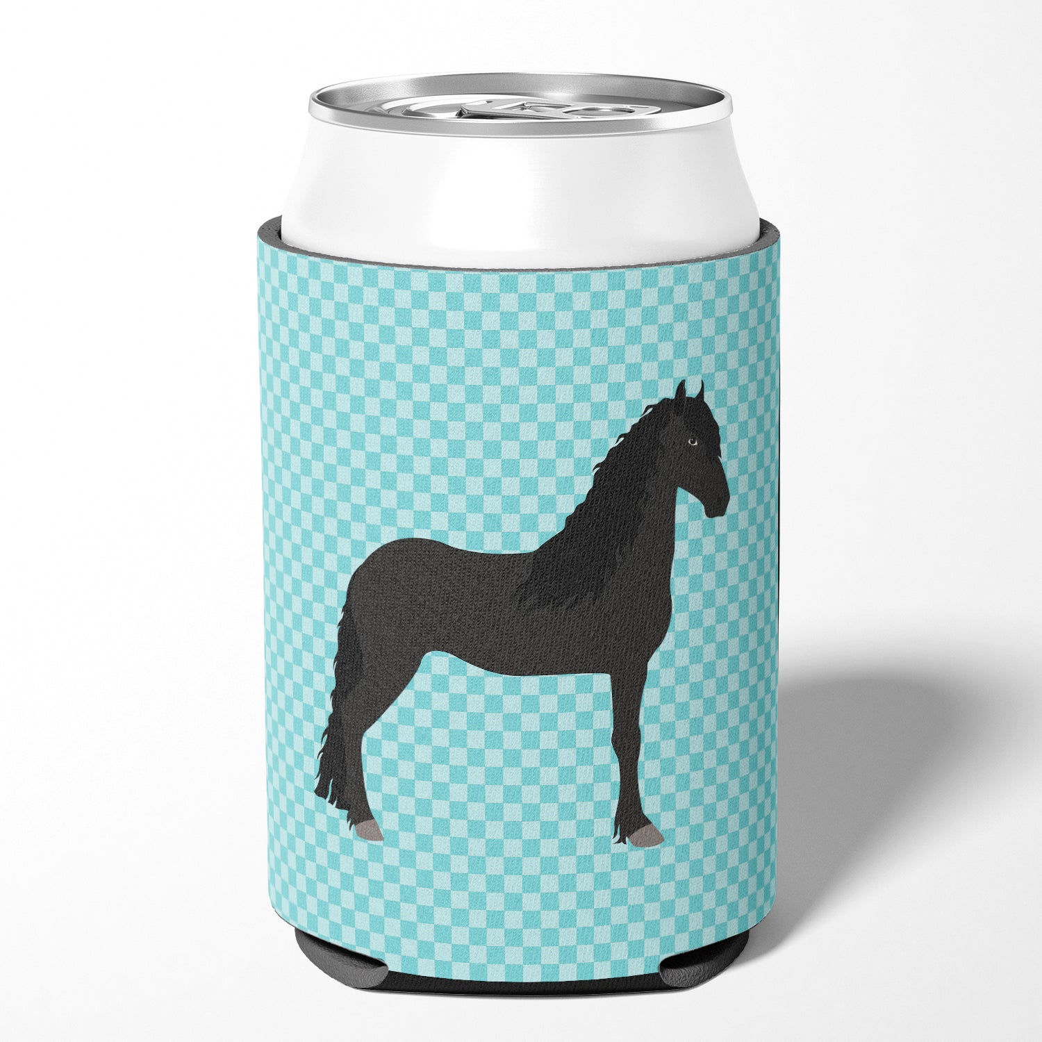 Friesian Horse Blue Check Can or Bottle Hugger BB8089CC