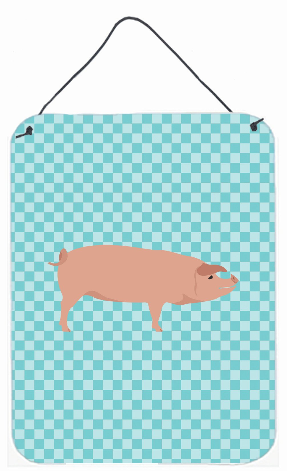 American Landrace Pig Blue Check Wall or Door Hanging Prints BB8106DS1216 by Caroline's Treasures