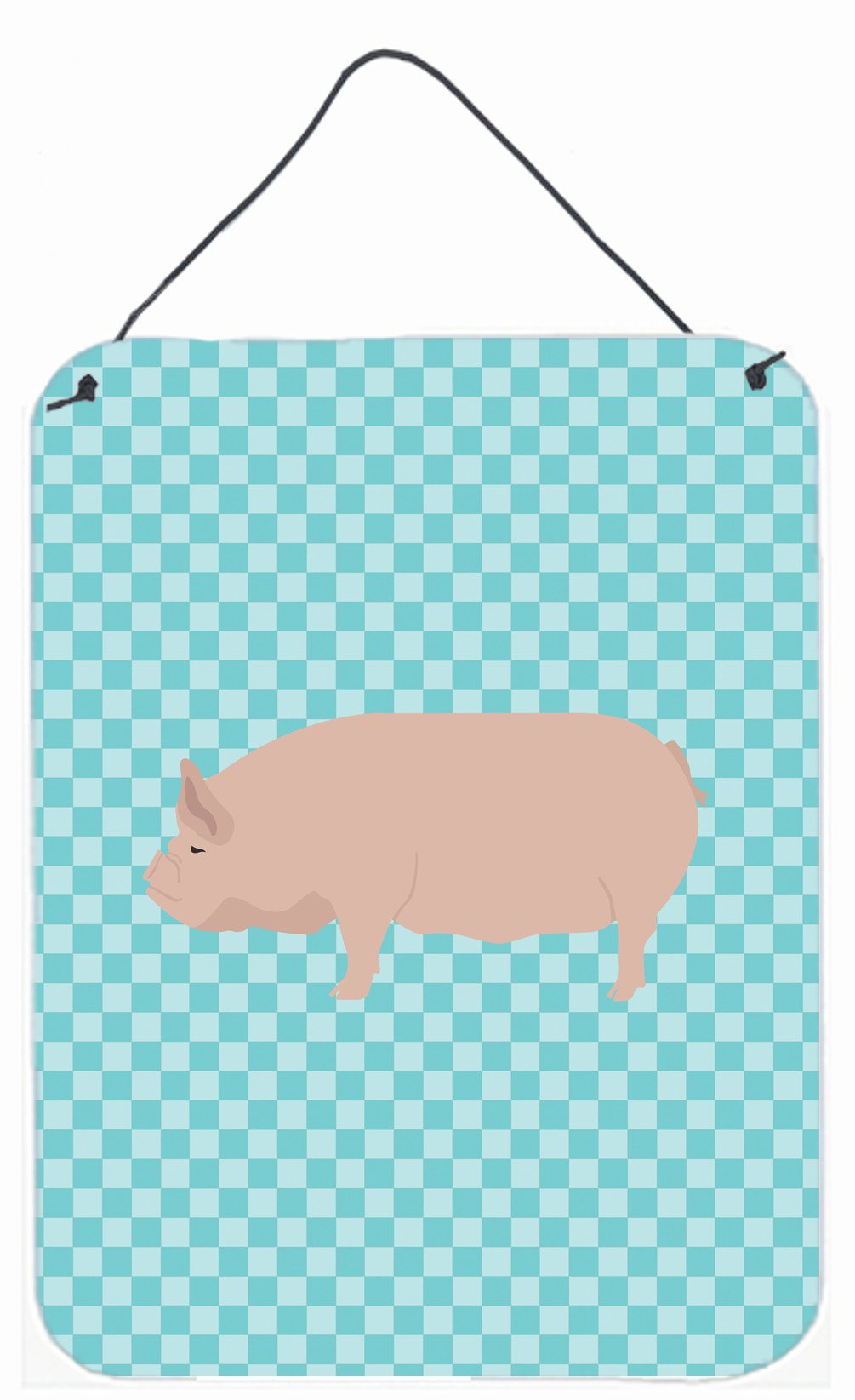 Welsh Pig Blue Check Wall or Door Hanging Prints BB8111DS1216 by Caroline's Treasures