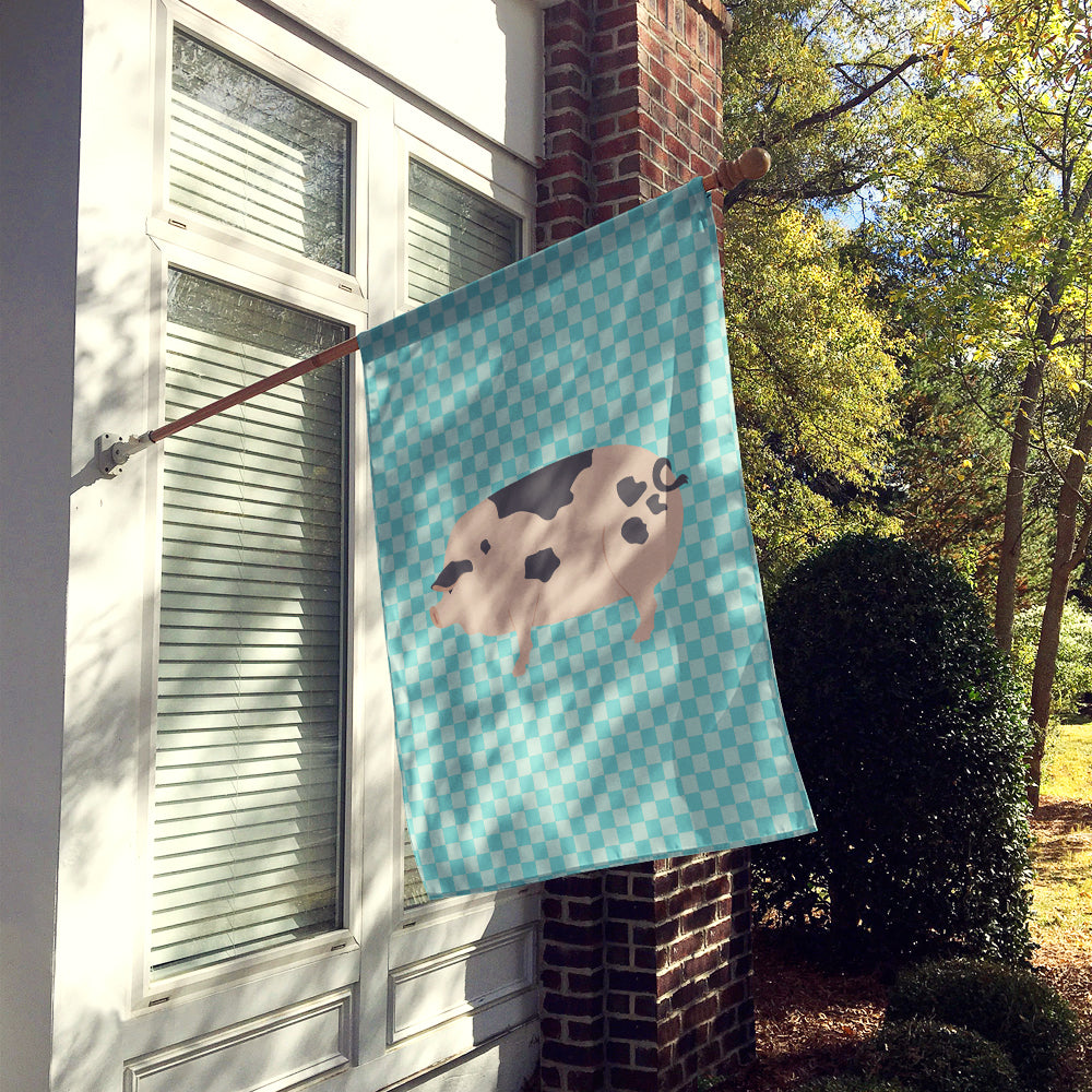 Gloucester Old Spot Pig Blue Check Flag Canvas House Size BB8114CHF