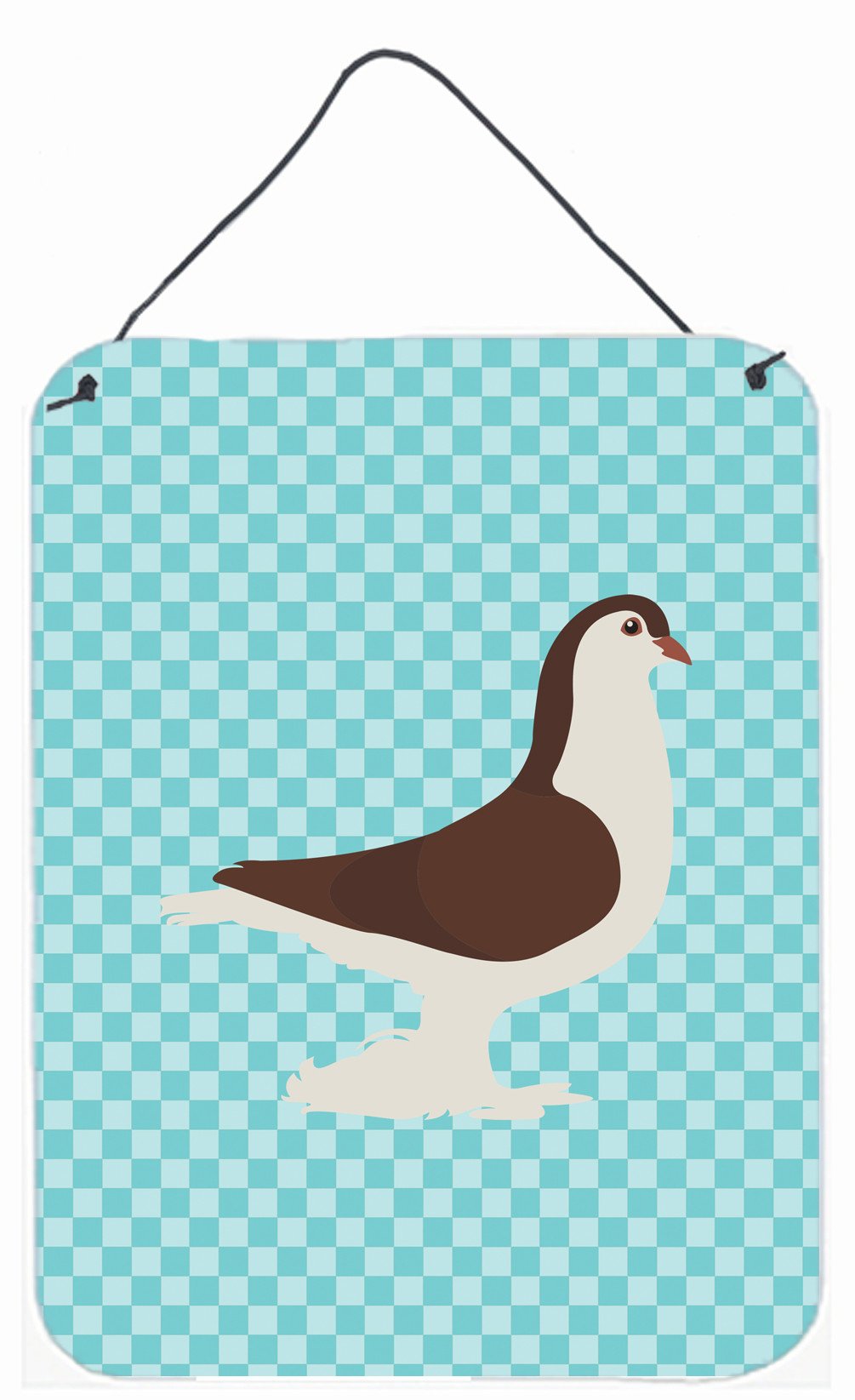 Large Pigeon Blue Check Wall or Door Hanging Prints BB8117DS1216 by Caroline's Treasures
