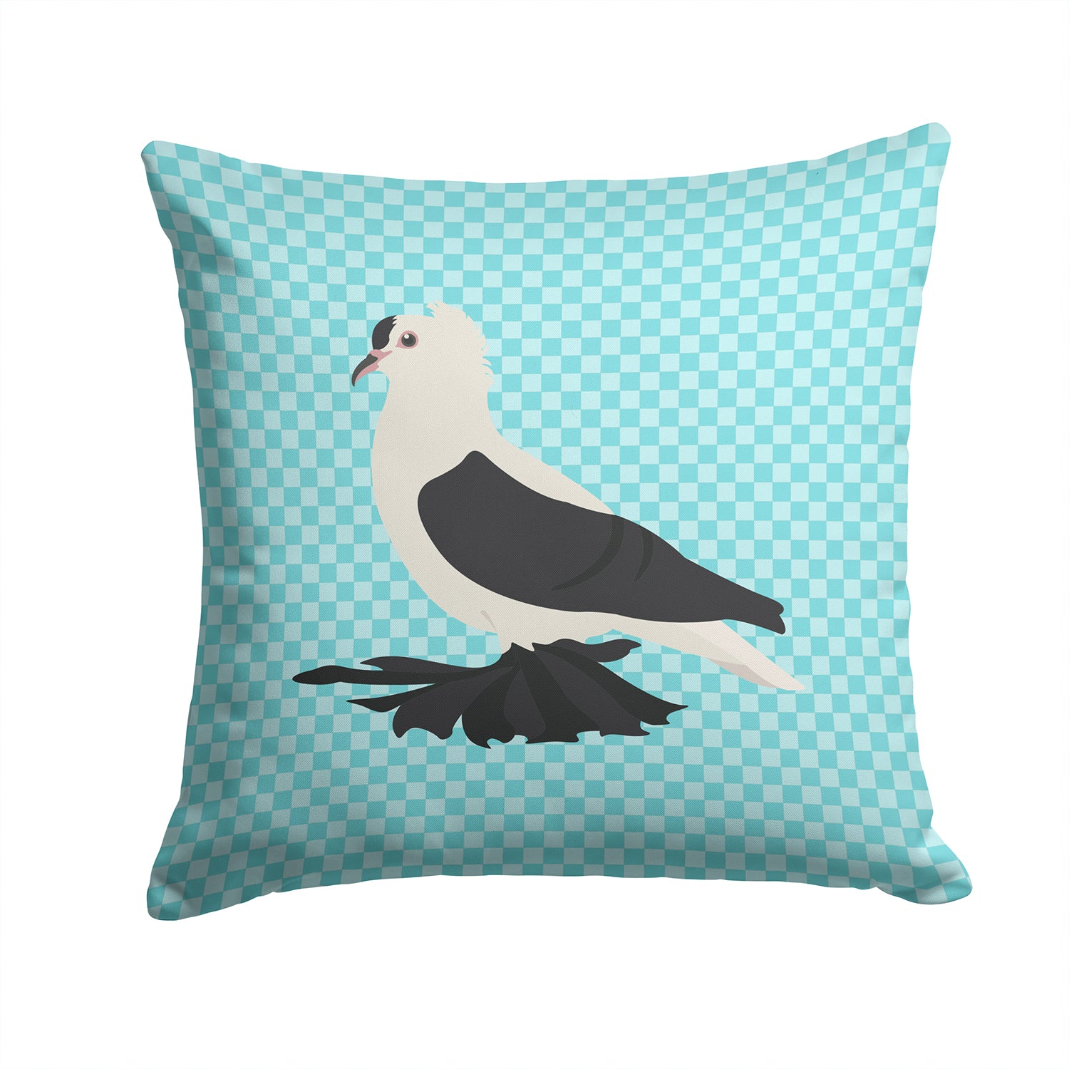 Saxon Fairy Swallow Pigeon Blue Check Fabric Decorative Pillow BB8120PW1414 - the-store.com