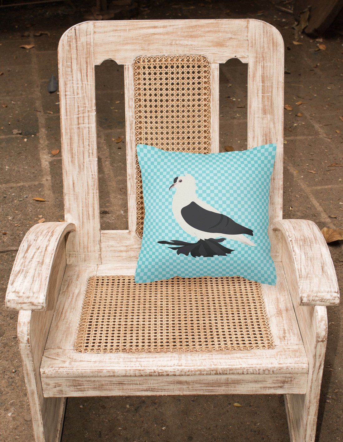 Saxon Fairy Swallow Pigeon Blue Check Fabric Decorative Pillow BB8120PW1818 by Caroline's Treasures