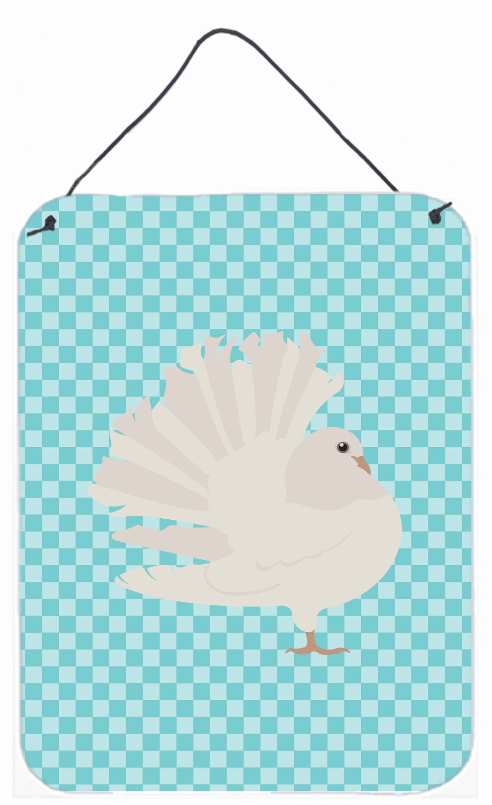 Silver Fantail Pigeon Blue Check Wall or Door Hanging Prints BB8124DS1216 by Caroline's Treasures