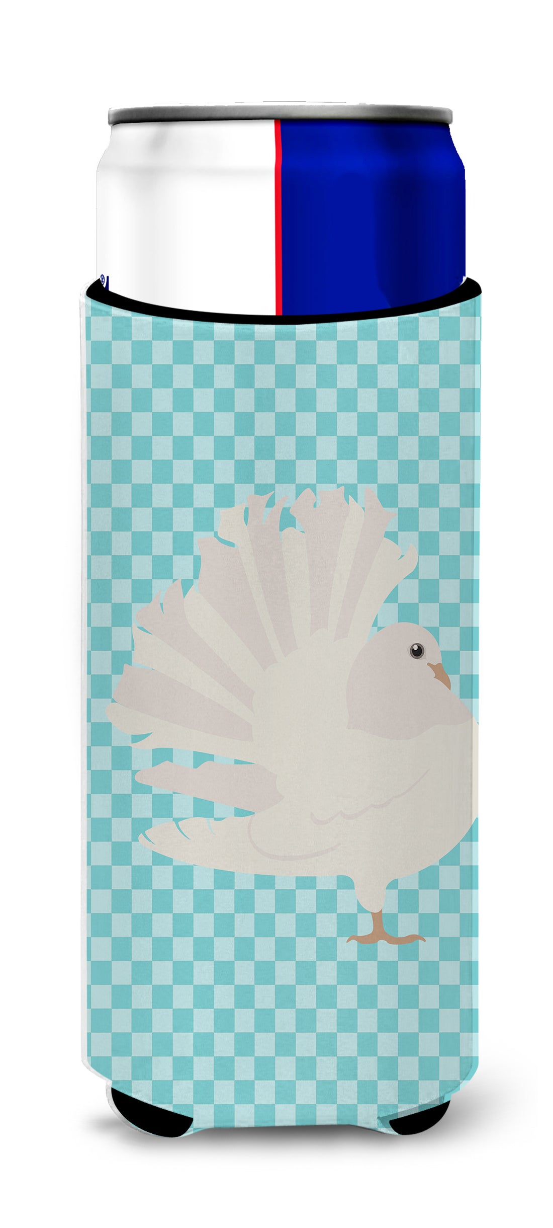 Silver Fantail Pigeon Blue Check  Ultra Hugger for slim cans