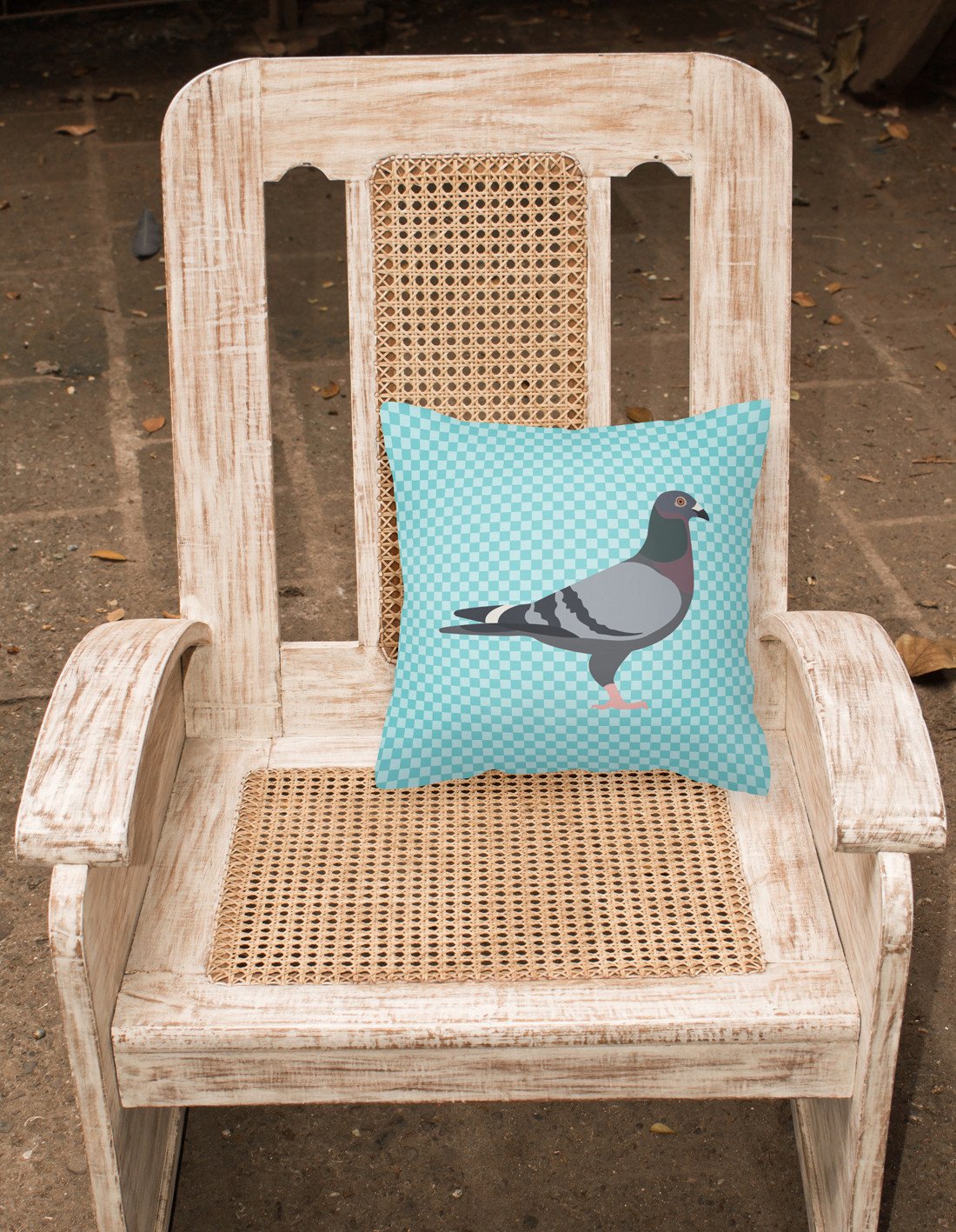 Racing Pigeon Blue Check Fabric Decorative Pillow BB8125PW1818 by Caroline's Treasures