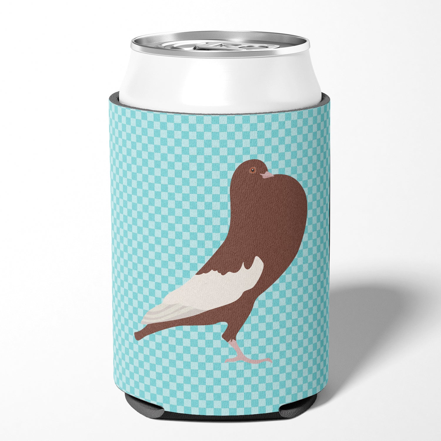 English Pouter Pigeon Blue Check Can or Bottle Hugger BB8128CC