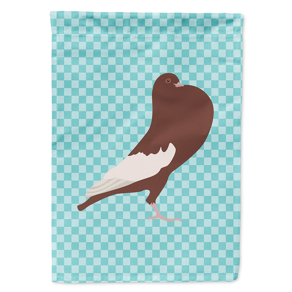 English Pouter Pigeon Blue Check Flag Canvas House Size BB8128CHF