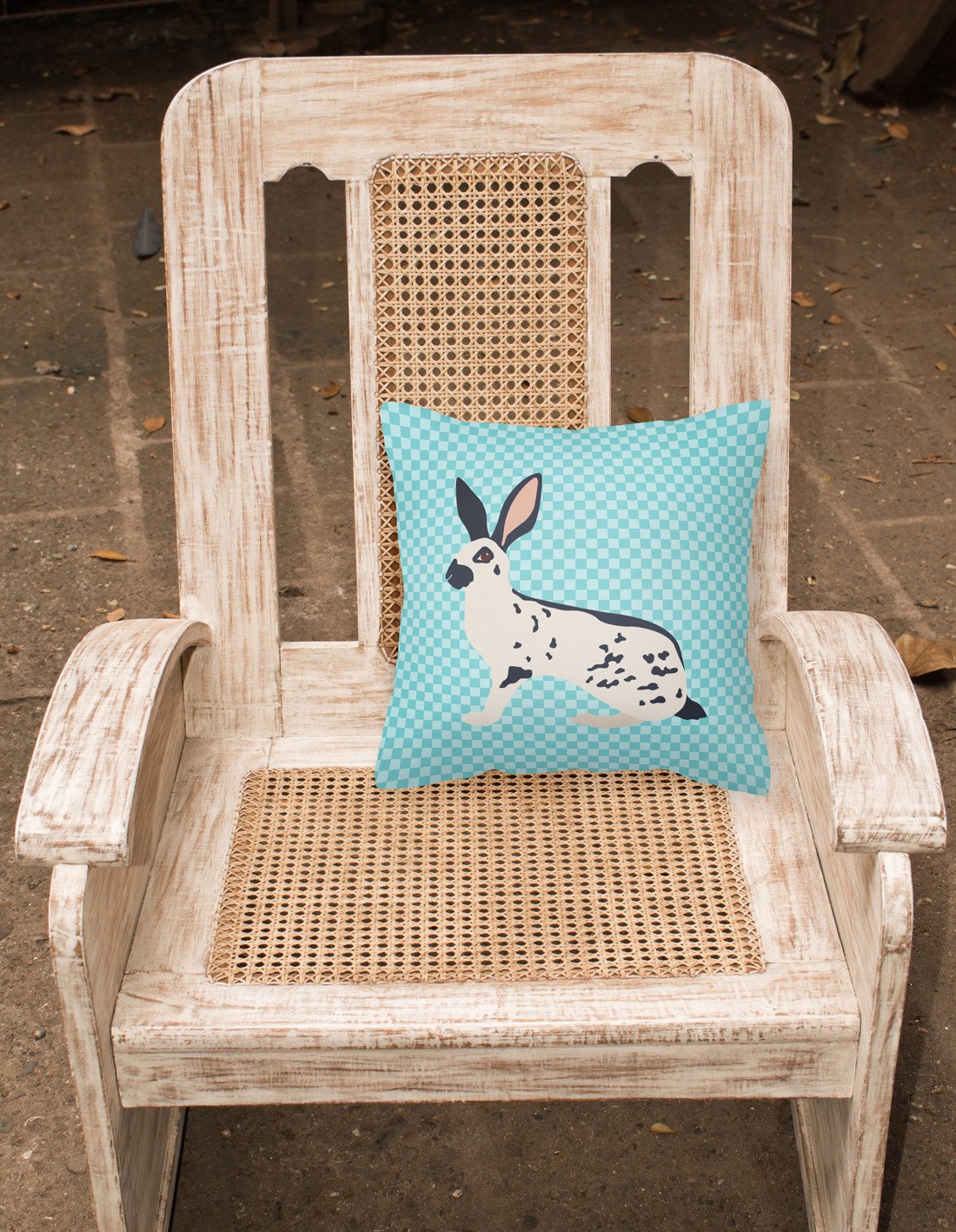 English Spot Rabbit Blue Check Fabric Decorative Pillow BB8135PW1818 by Caroline's Treasures
