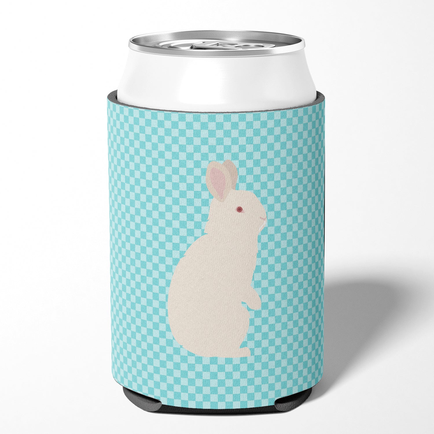 New Zealand White Rabbit Blue Check Can or Bottle Hugger BB8139CC