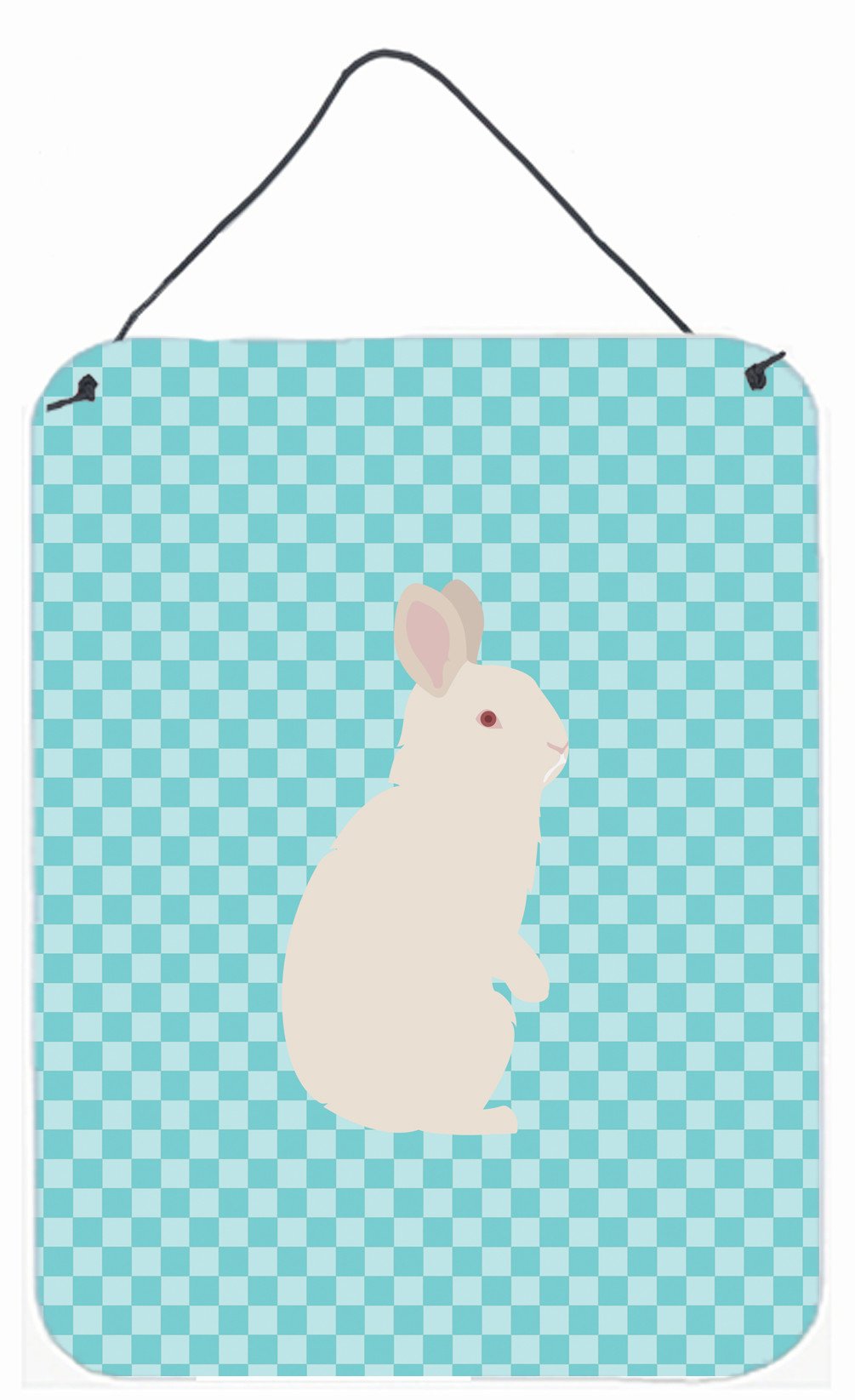 New Zealand White Rabbit Blue Check Wall or Door Hanging Prints BB8139DS1216 by Caroline's Treasures