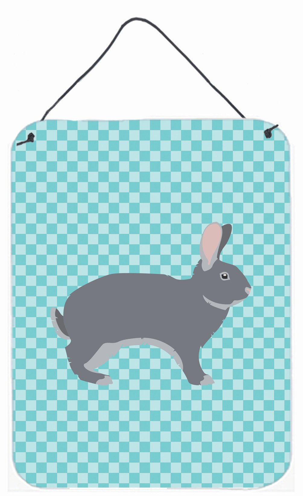 Giant Chinchilla Rabbit Blue Check Wall or Door Hanging Prints BB8140DS1216 by Caroline's Treasures