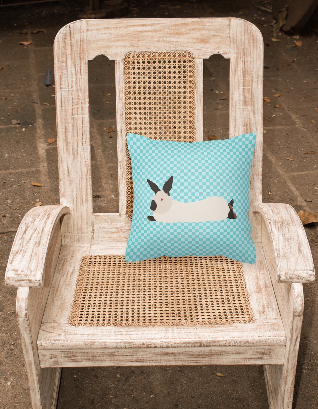 California White Rabbit Blue Check Fabric Decorative Pillow BB8141PW1818 by Caroline's Treasures