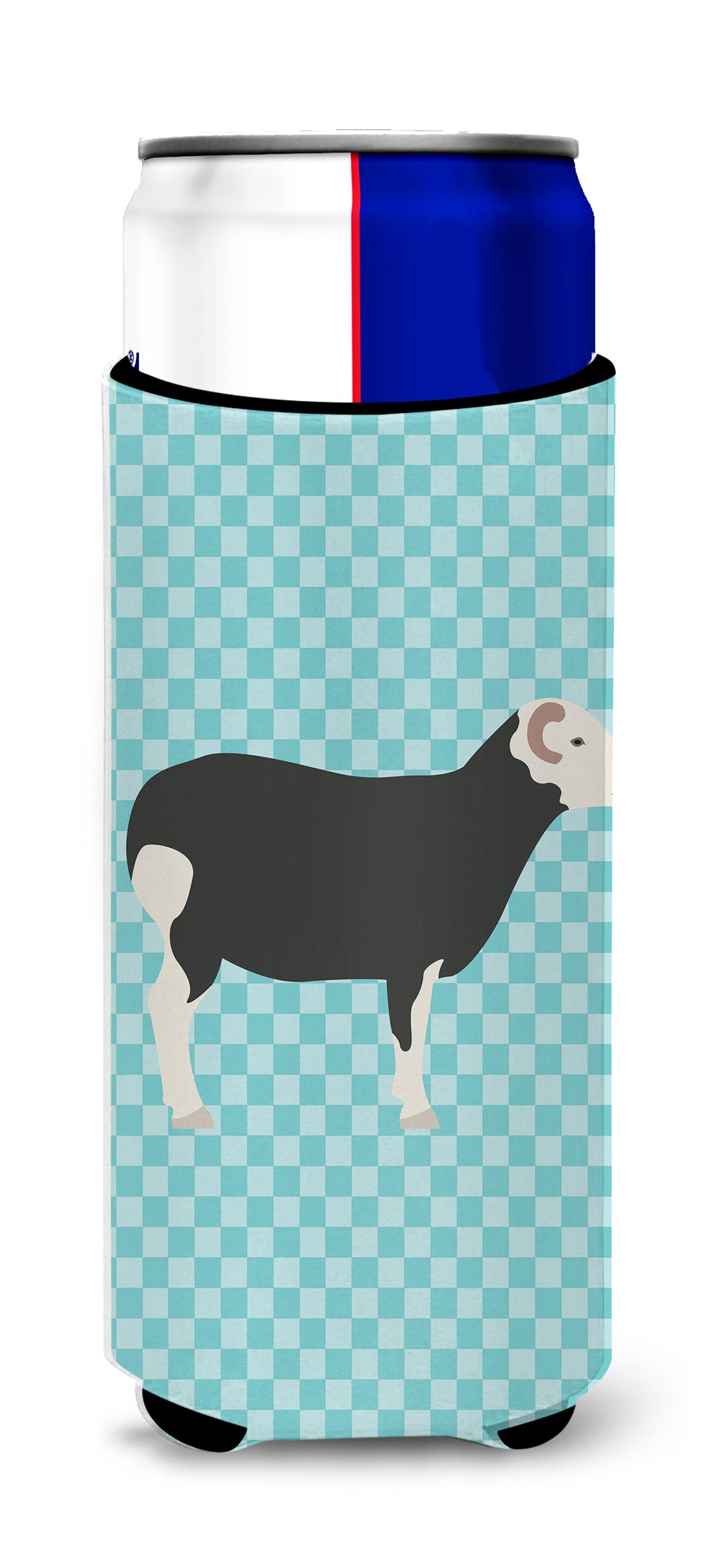 Herwick Sheep Blue Check  Ultra Hugger for slim cans