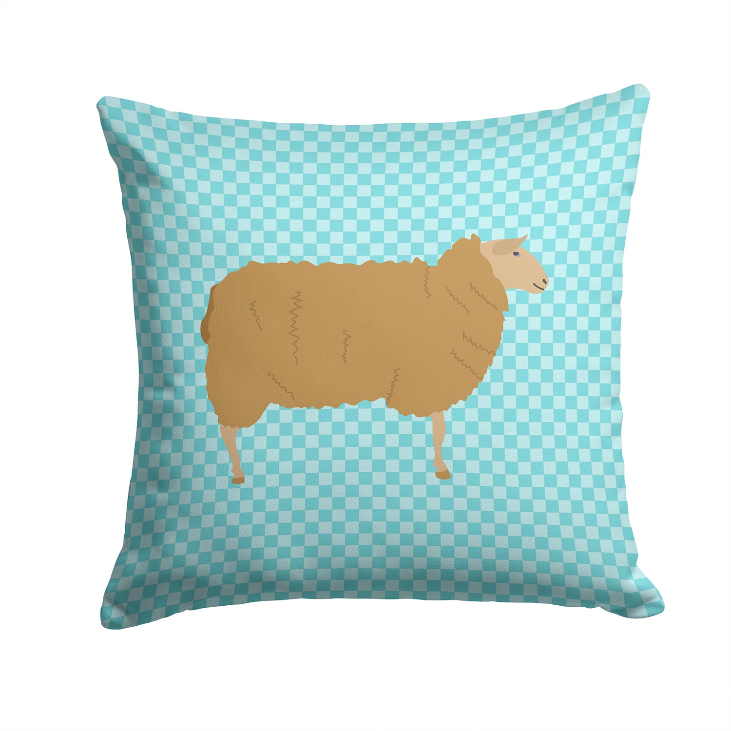 East Friesian Sheep Blue Check Fabric Decorative Pillow BB8151PW1414 - the-store.com