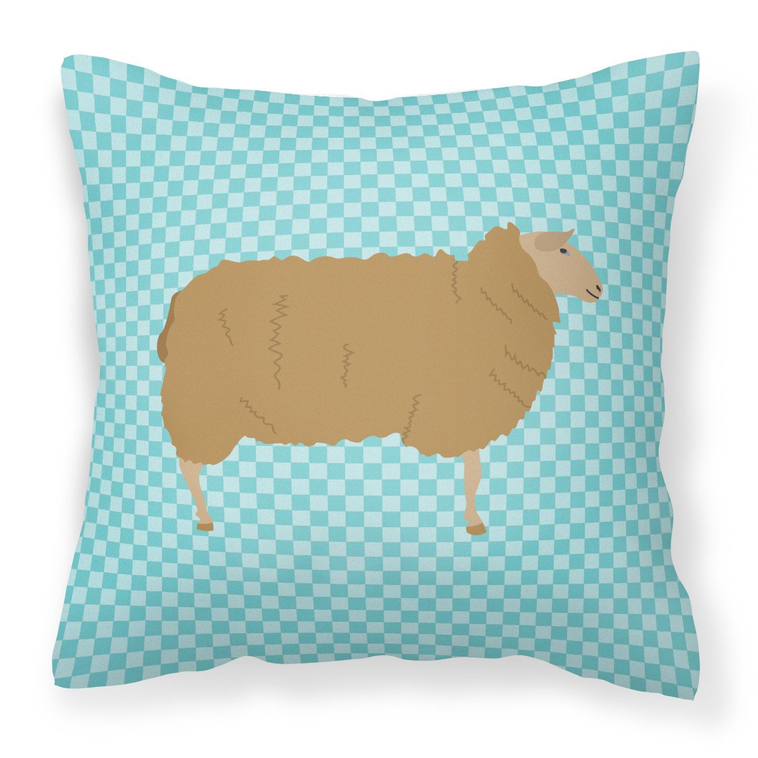 East Friesian Sheep Blue Check Fabric Decorative Pillow BB8151PW1818 by Caroline's Treasures